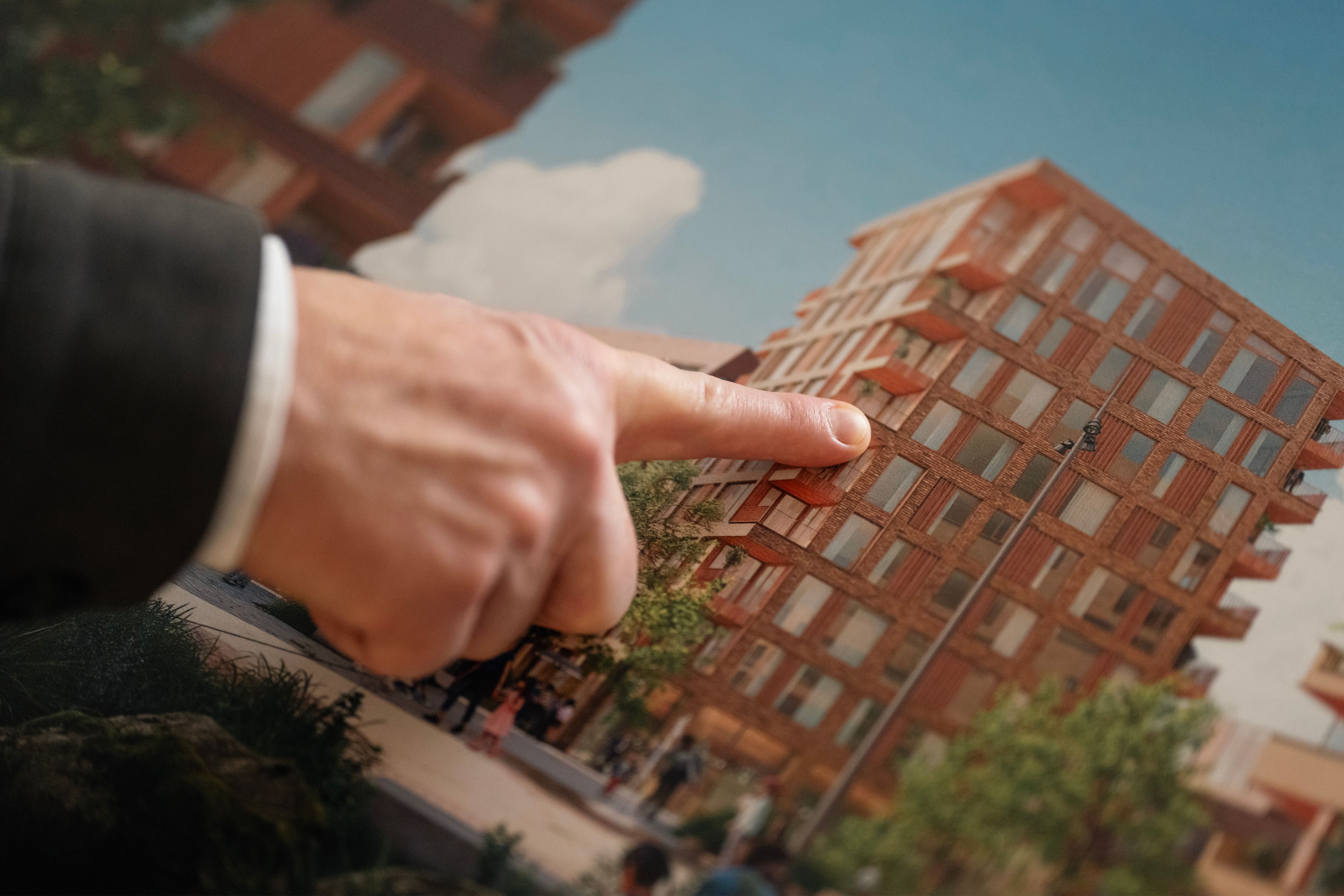 Hånd som peker på illustrasjon