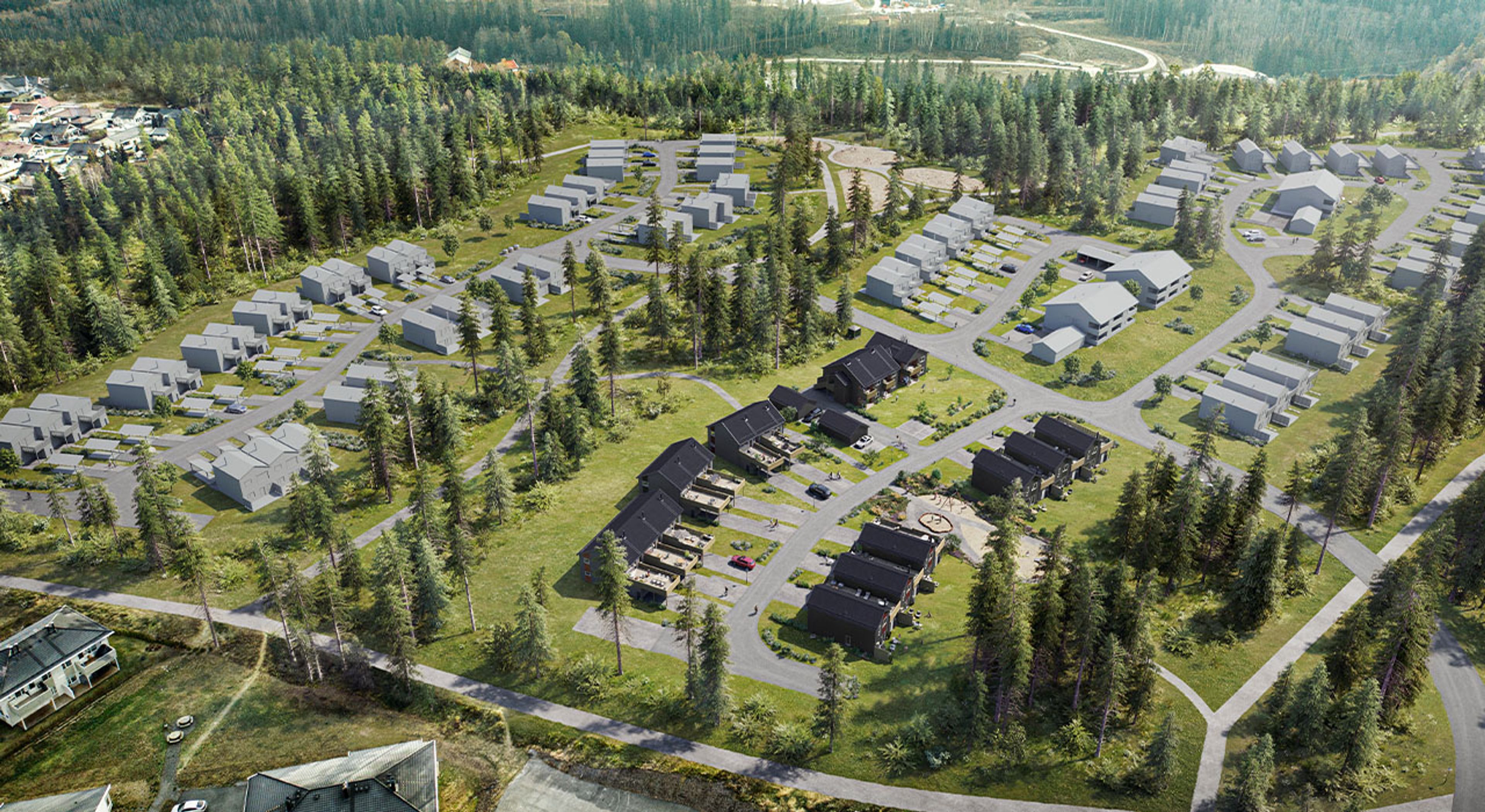 Oversiktsbilde over hele området på Bergermoen park