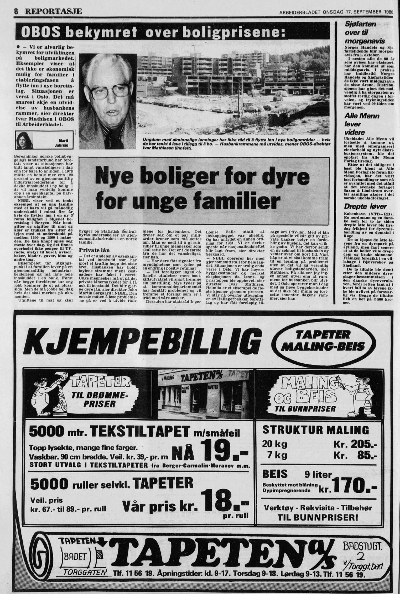 Utklipp av annonse i avis