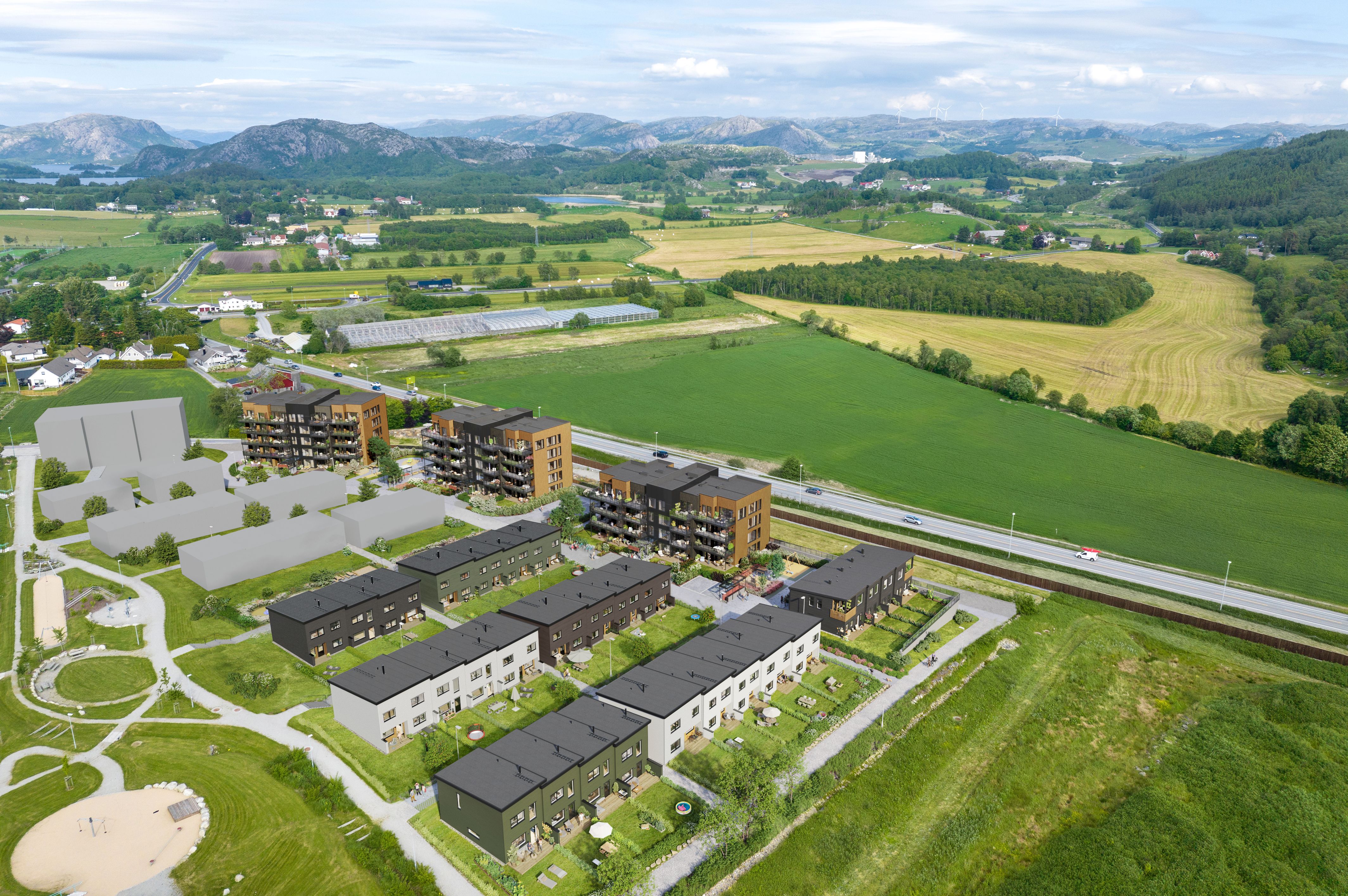Oversiktsillustrasjon over boligfeltet på Øygard