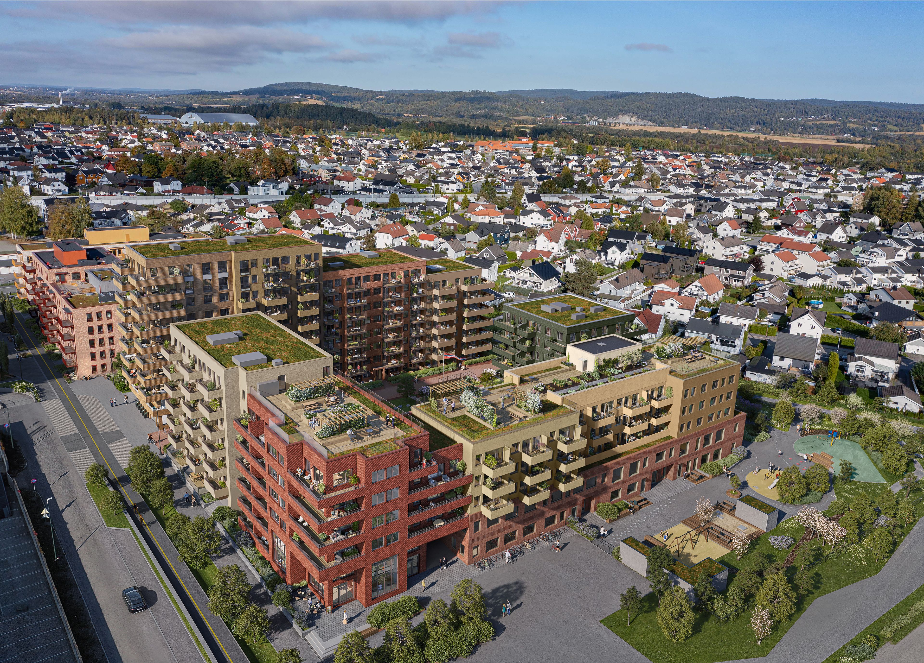 Illustrasjon over Torghagen, Kvarteret, Lillestrøm.