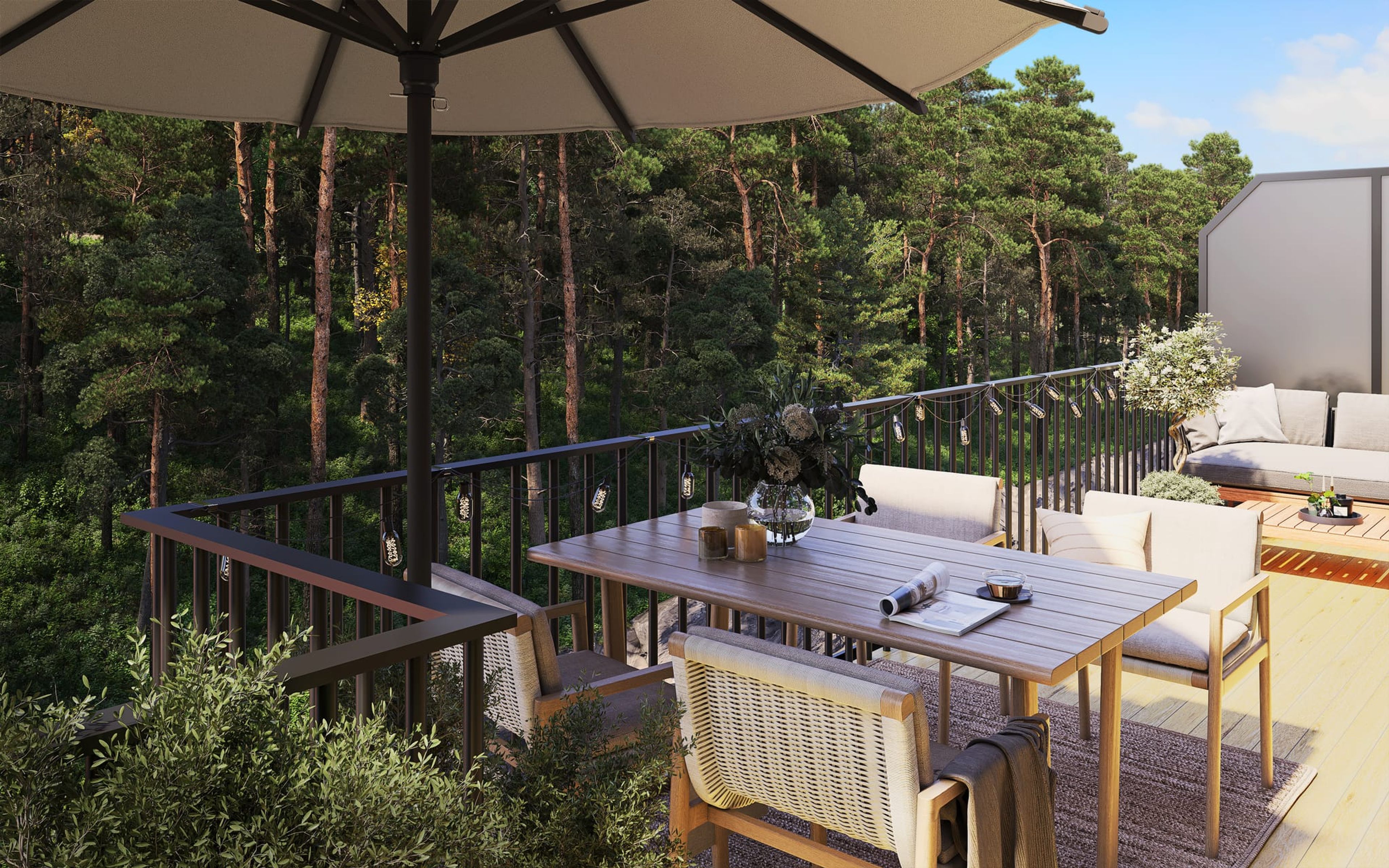 Terrassbild med utsikt över trädtopparna