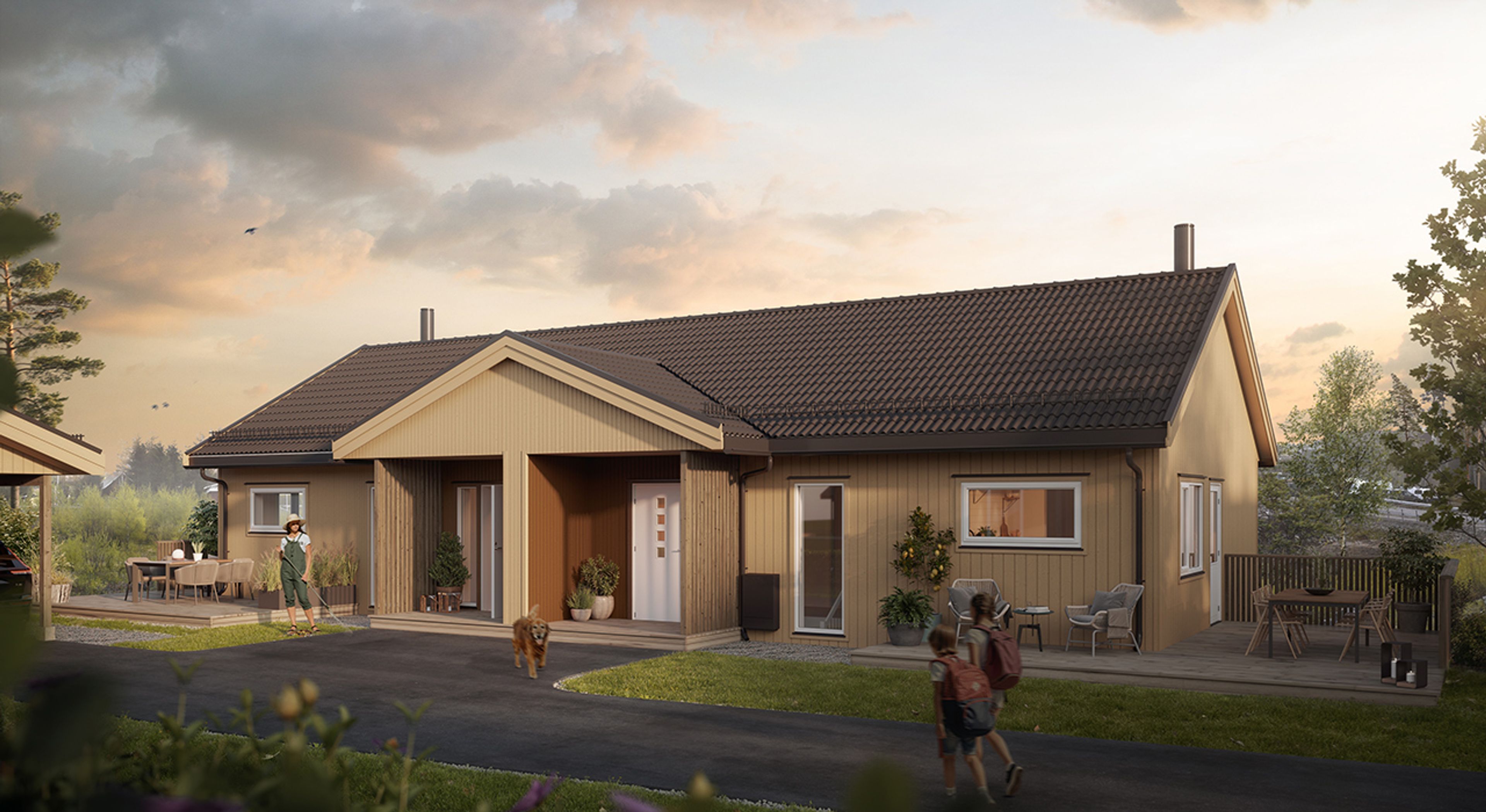 Forsiden og inngangspartiet til hus 11 i Ramstadåsen.