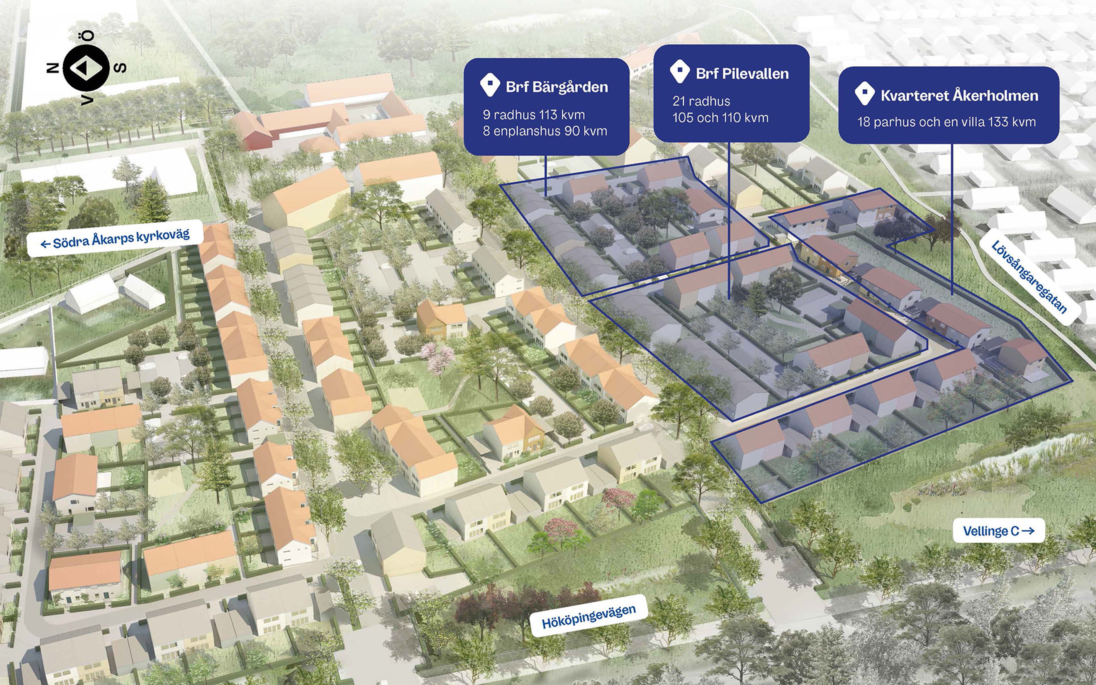 Illustration av stadsdelen Vellinge Parkby