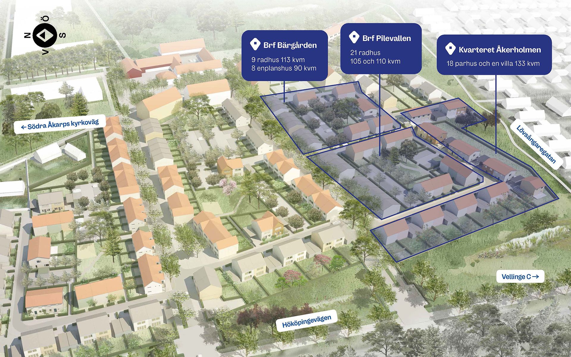 Illustration av stadsdelen Vellinge Parkby