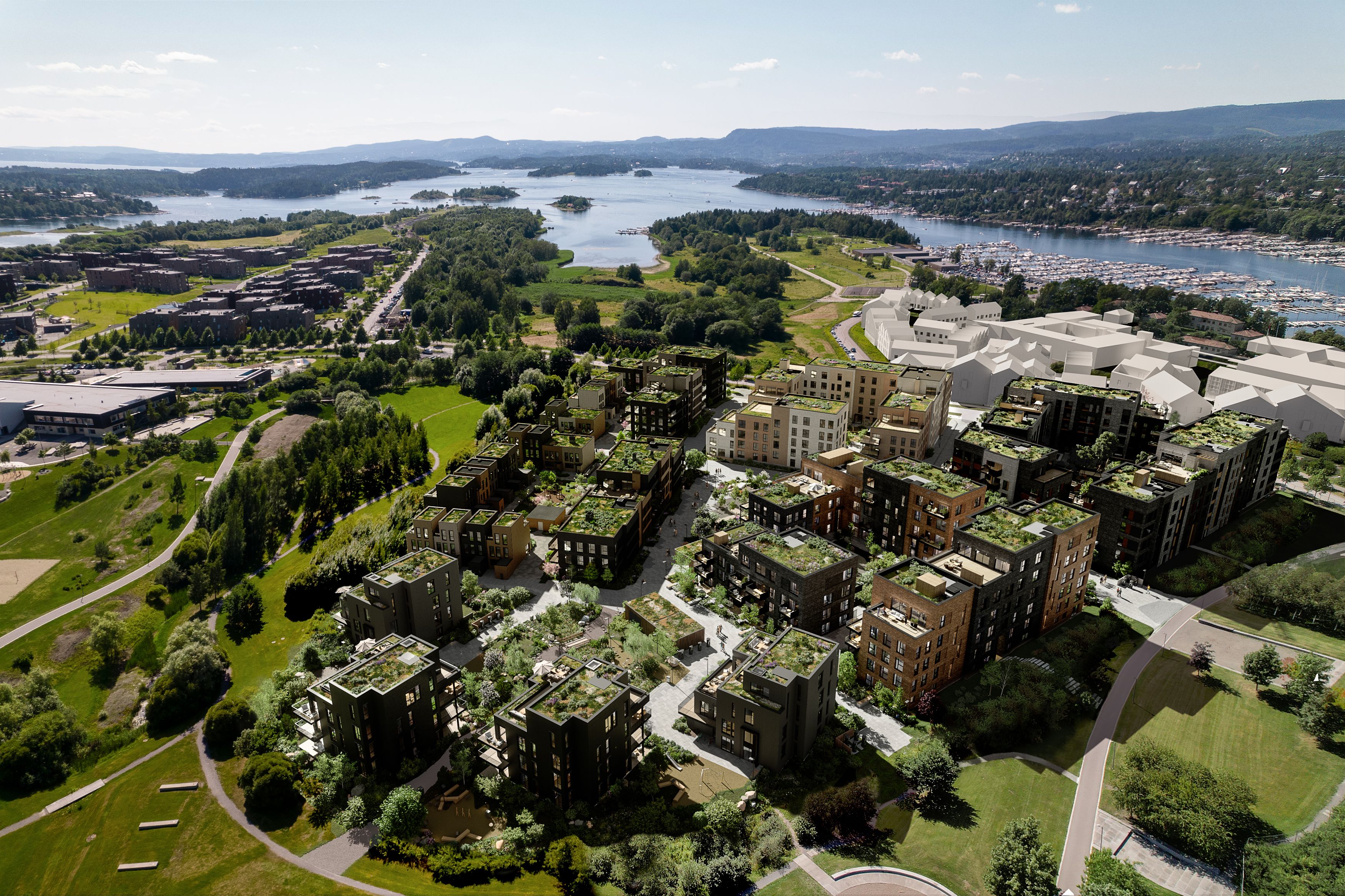 Oversiktsbilde over Storøykilen med utsikt mot sjøen.