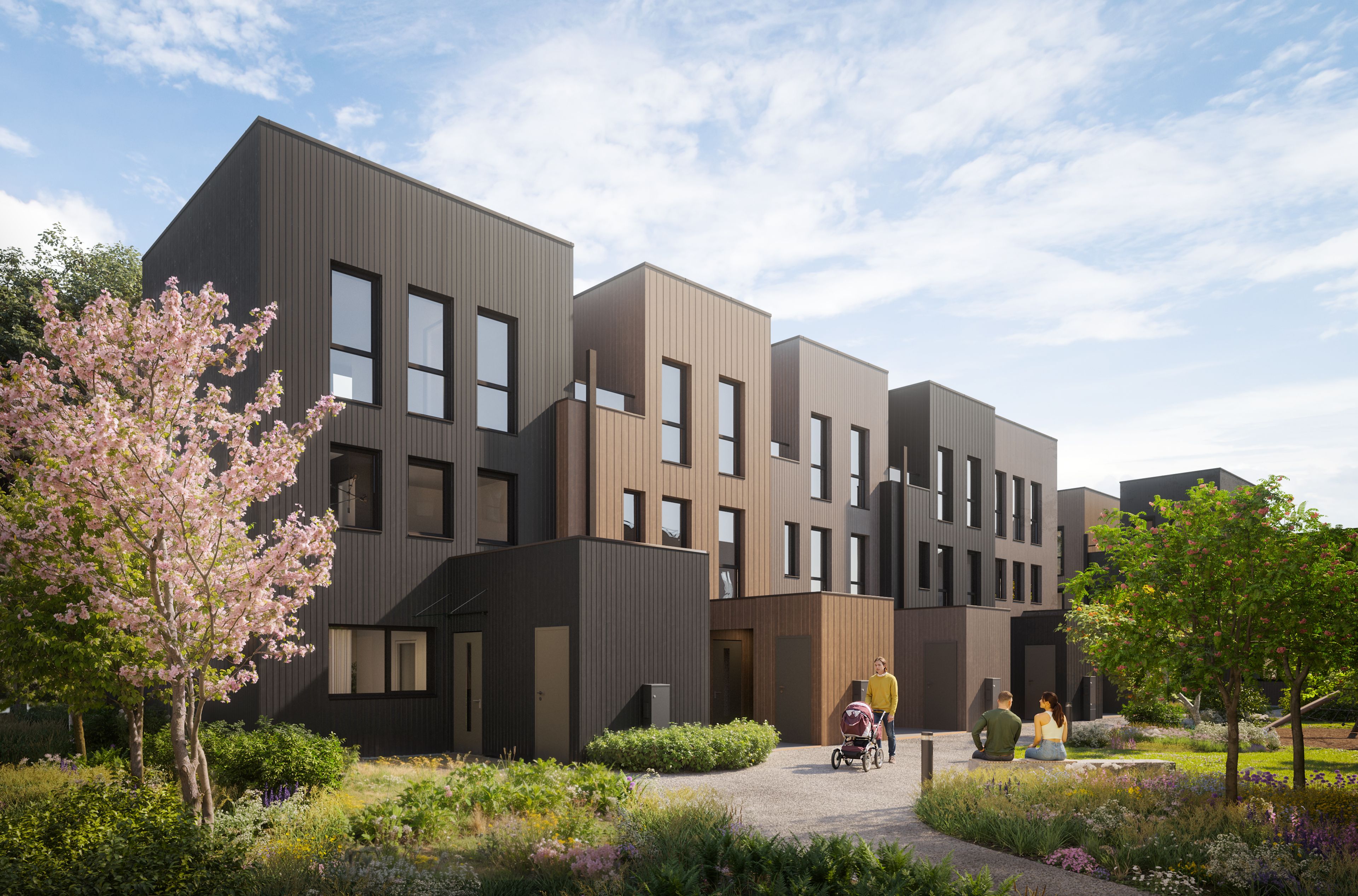 Illustrasjon av deler av boligprosjektet Storøykilen på Fornebu