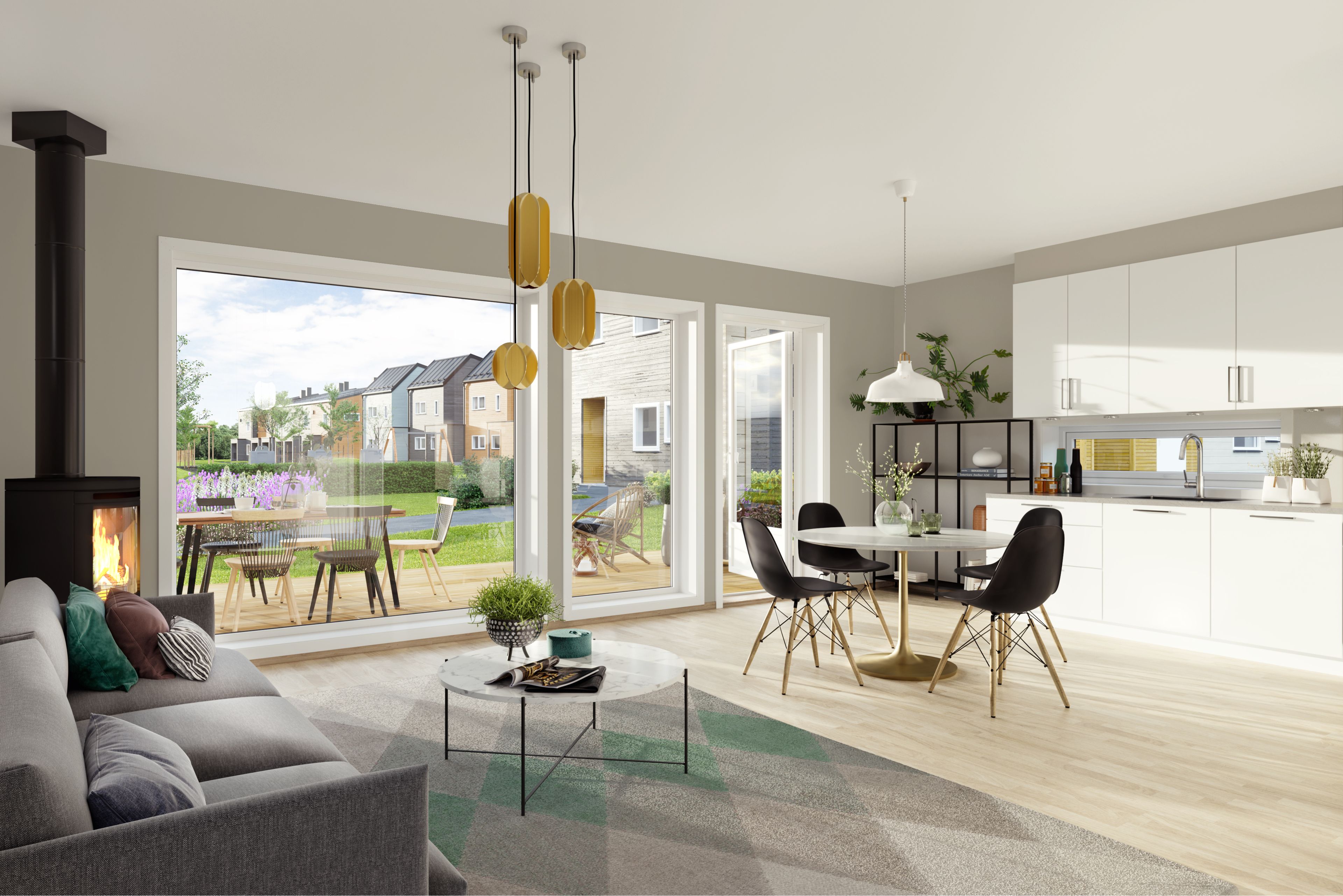 Illustrasjon av stue i leilighet på Lillejordet DF5
