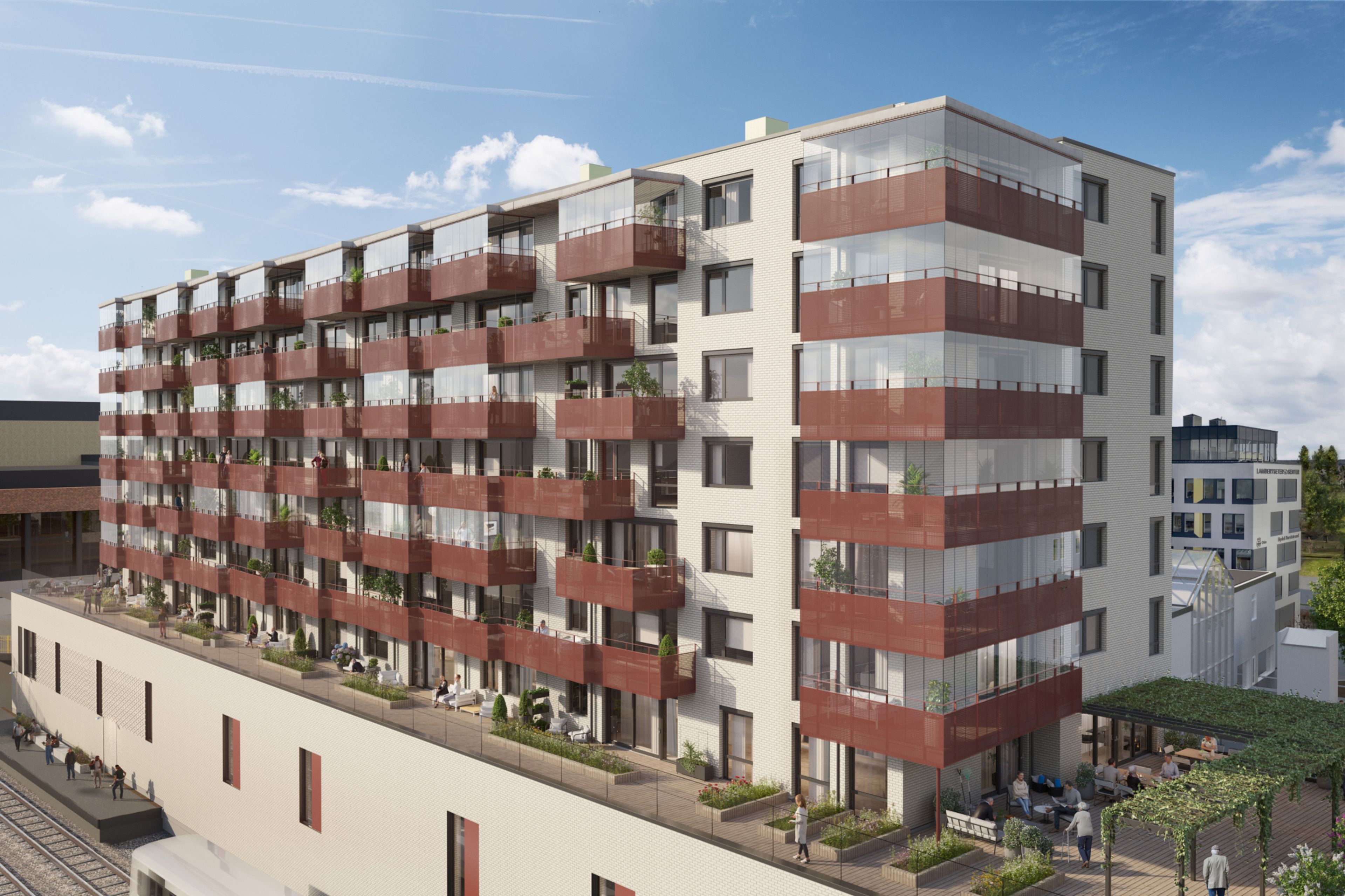 Illustrasjon fasaden til boligprosjektet Bølgelengden