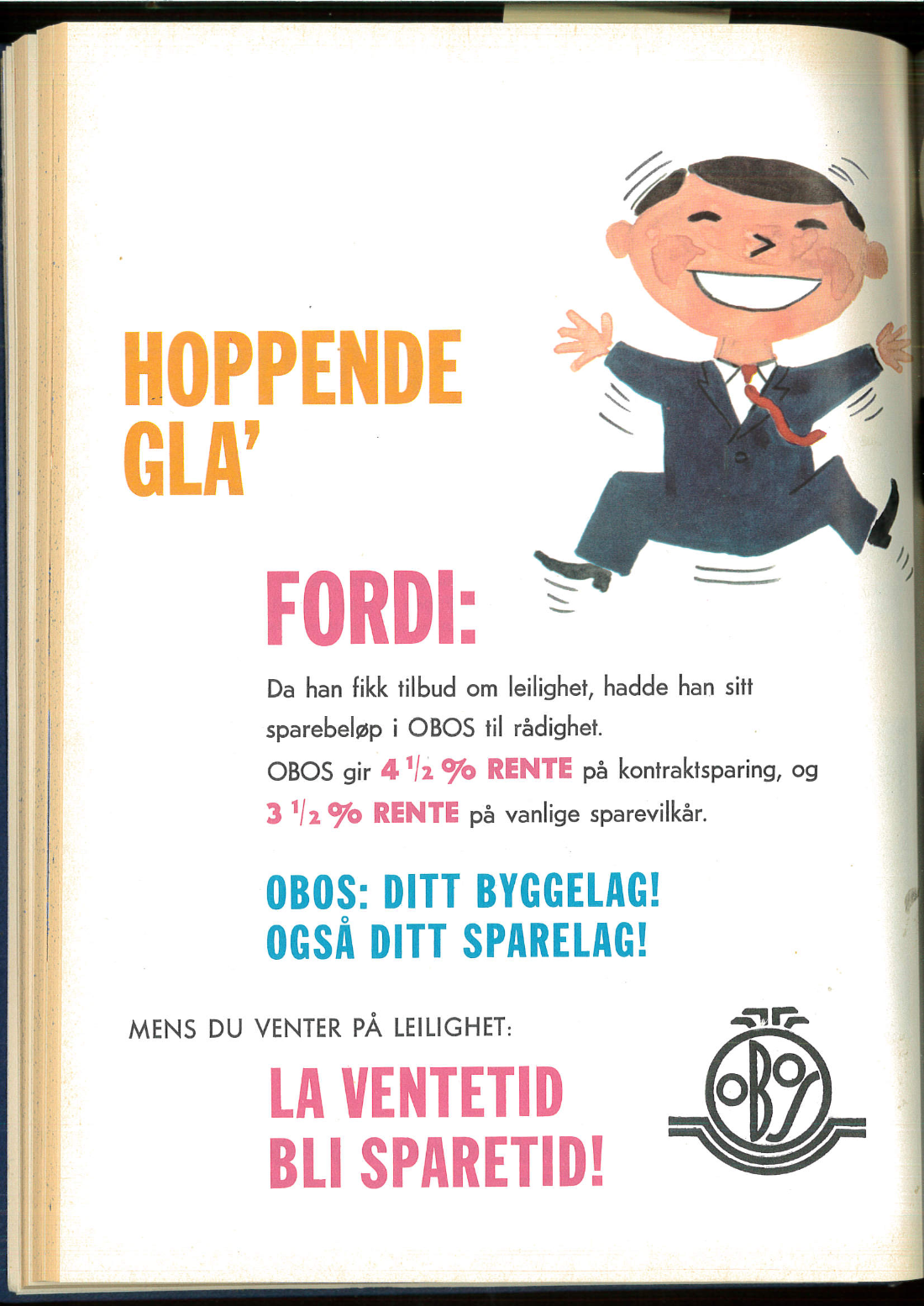 Faksimile av OBOS bank sparereklame fra 1960 tallet
