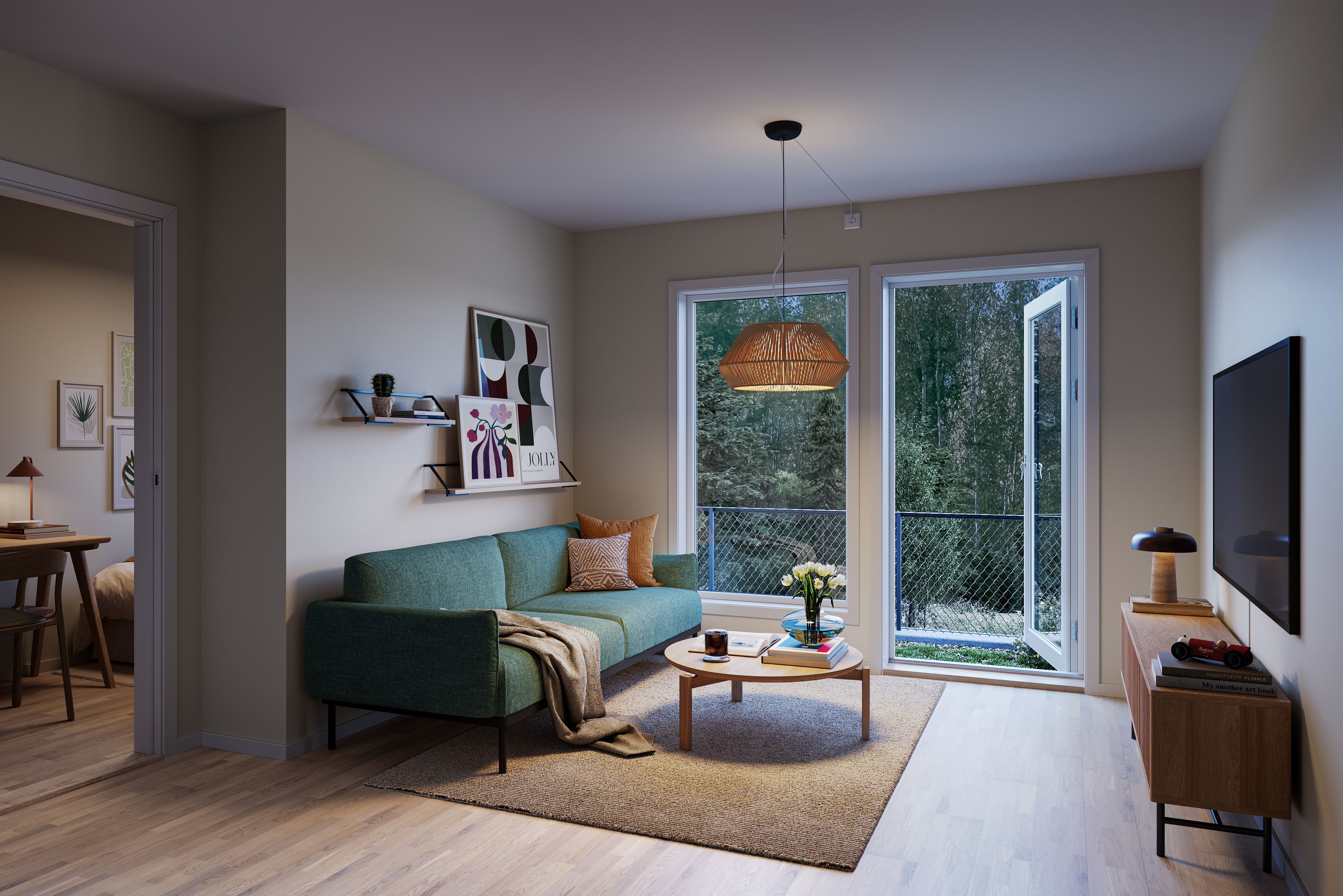 Illustrasjon av utleiedel i tomannsbolig på Eltonåsen Syd, BKS10