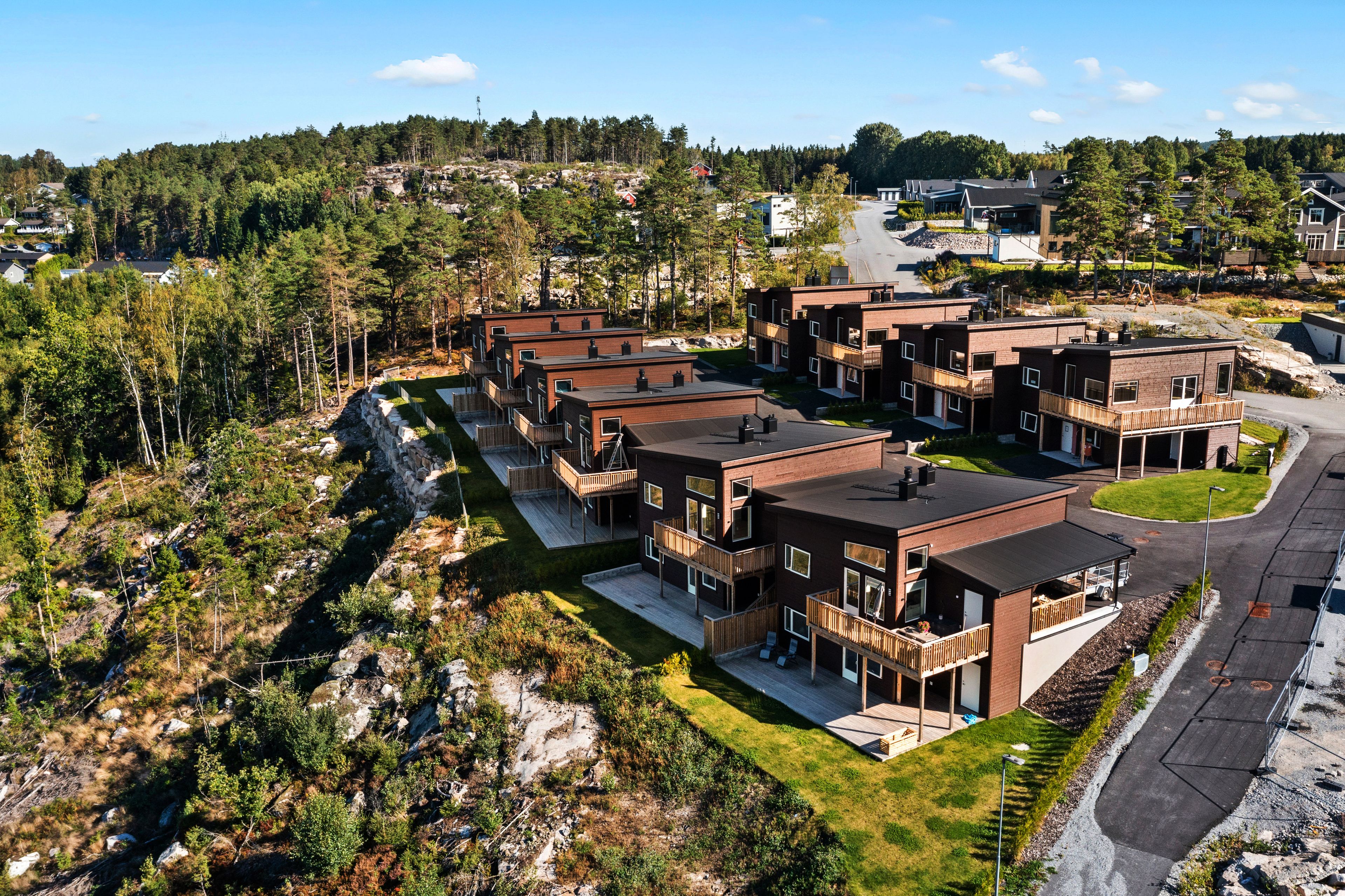 Foto av eneboliger i kjede på Brattås