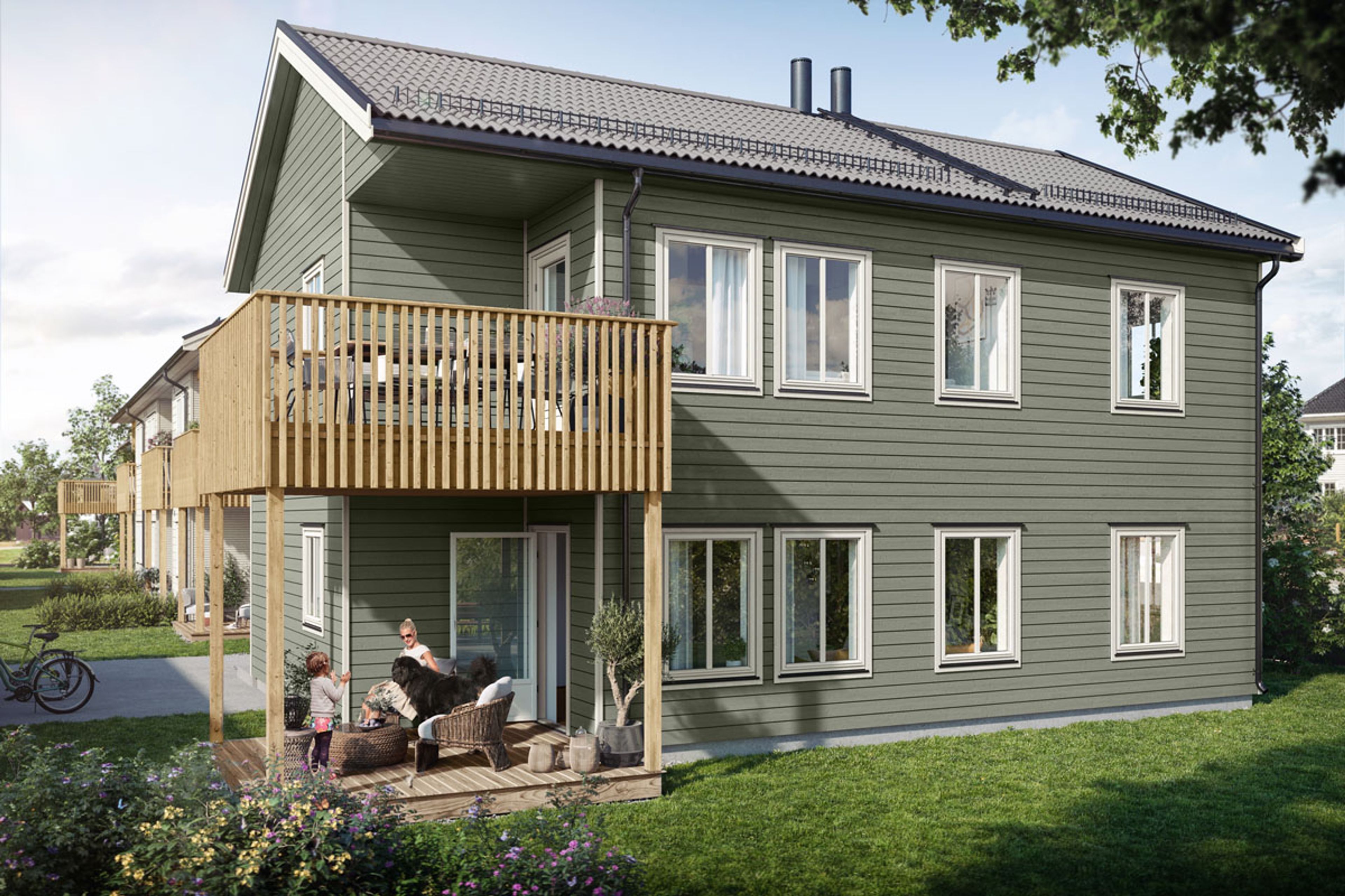 Illustrasjon av fasade på hus A