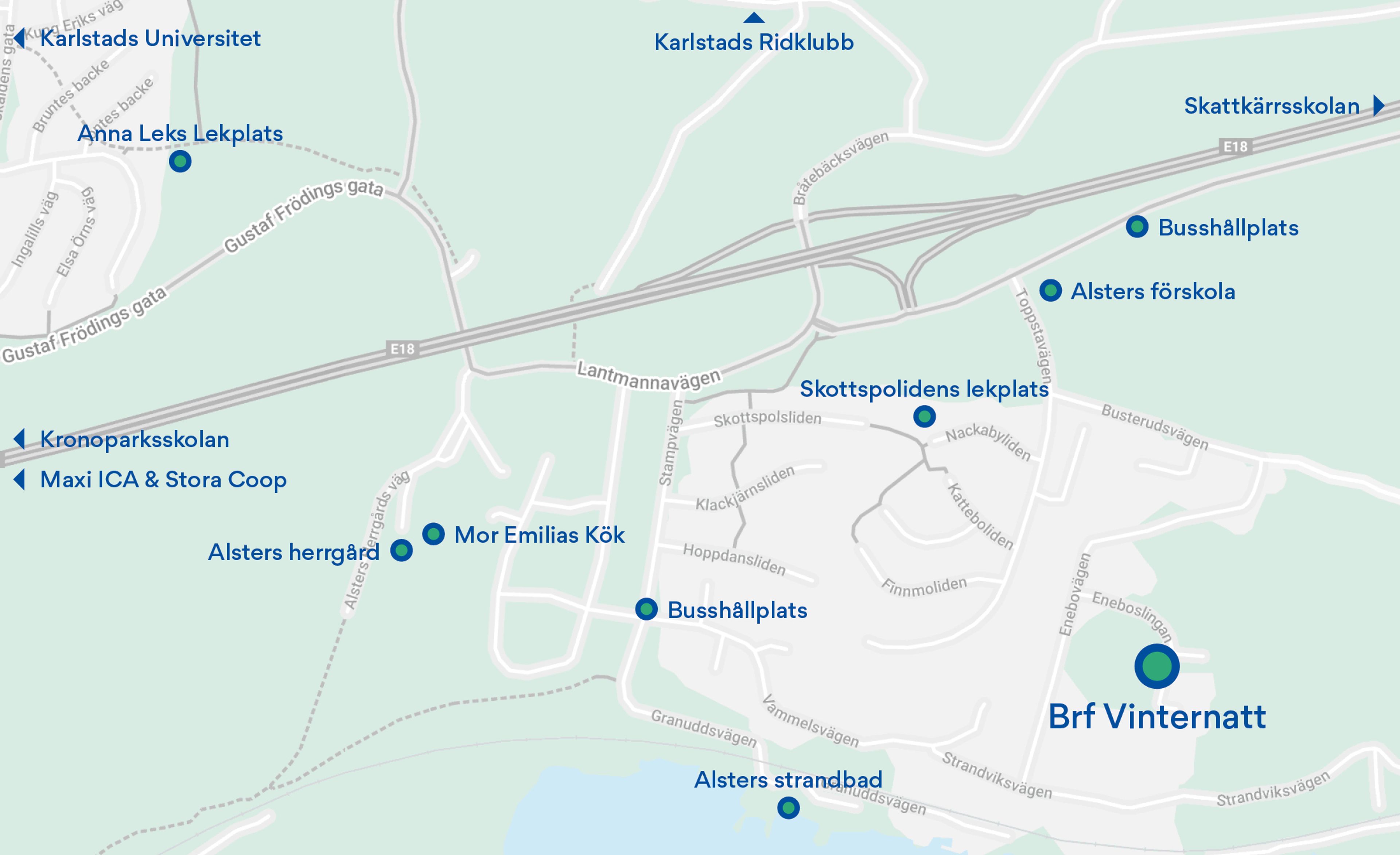 Illustrerad kartbild på närområdet