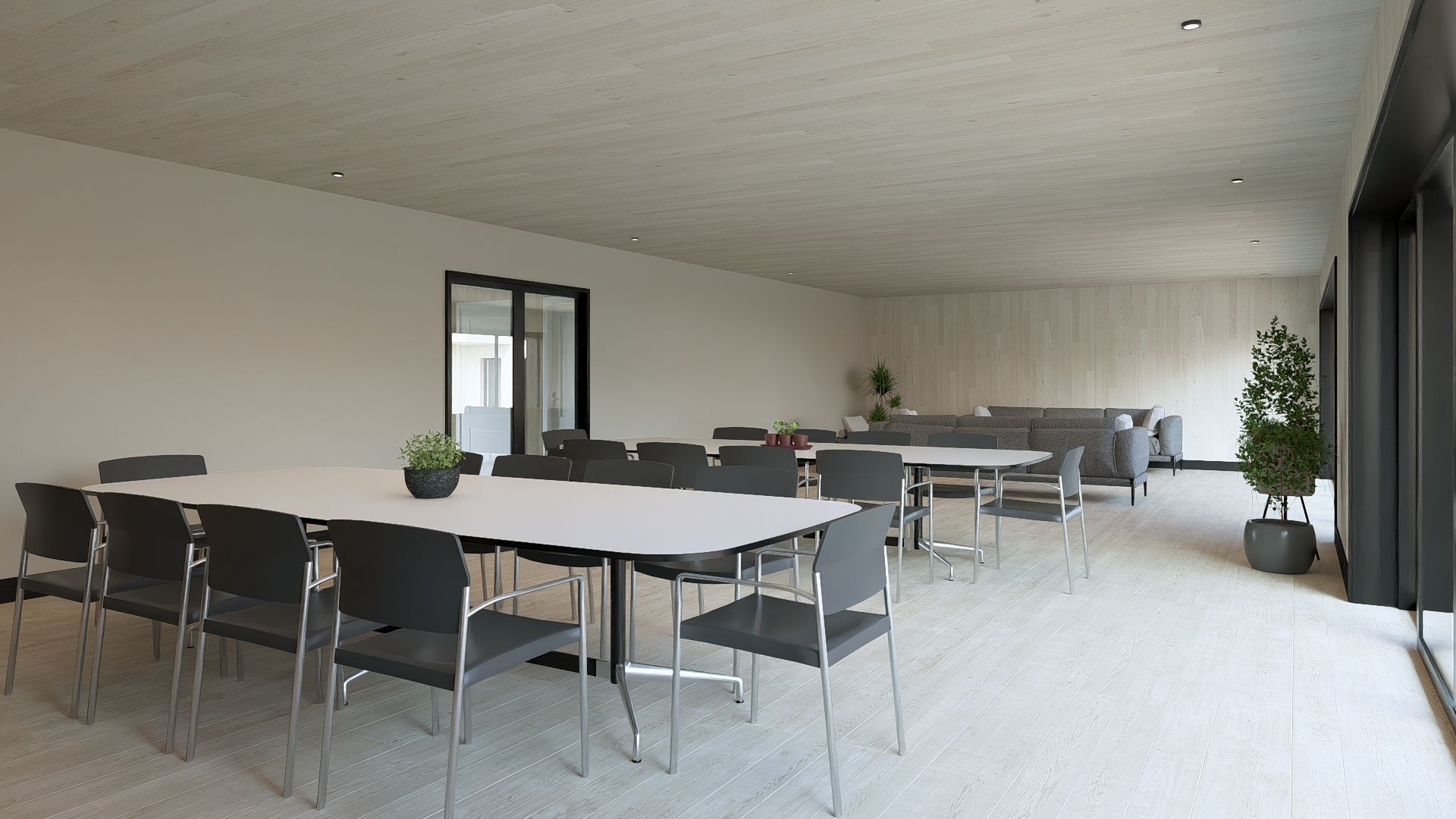 Fælleshuset med spiseområde til arrangementer og fællesspisning