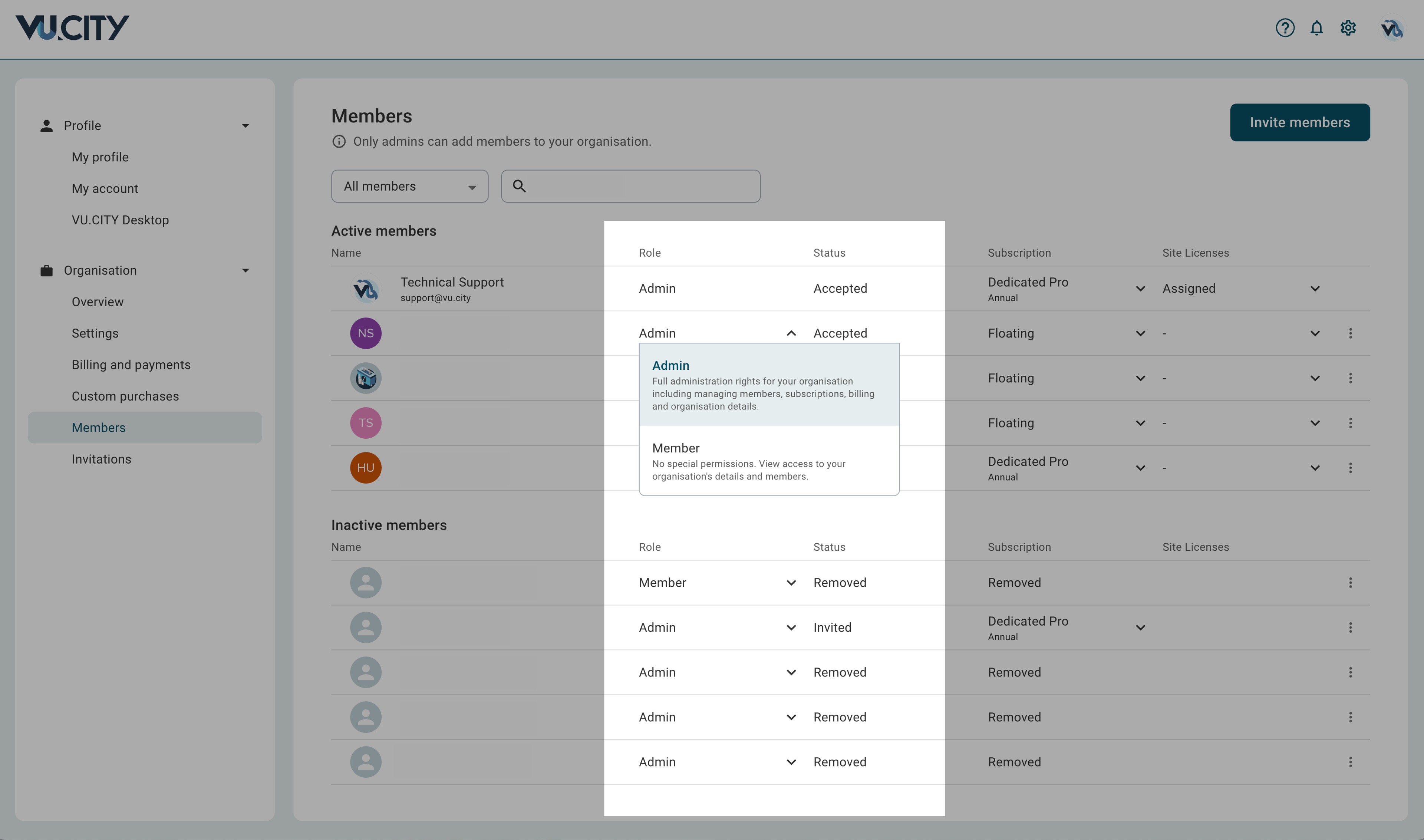 Organisation members