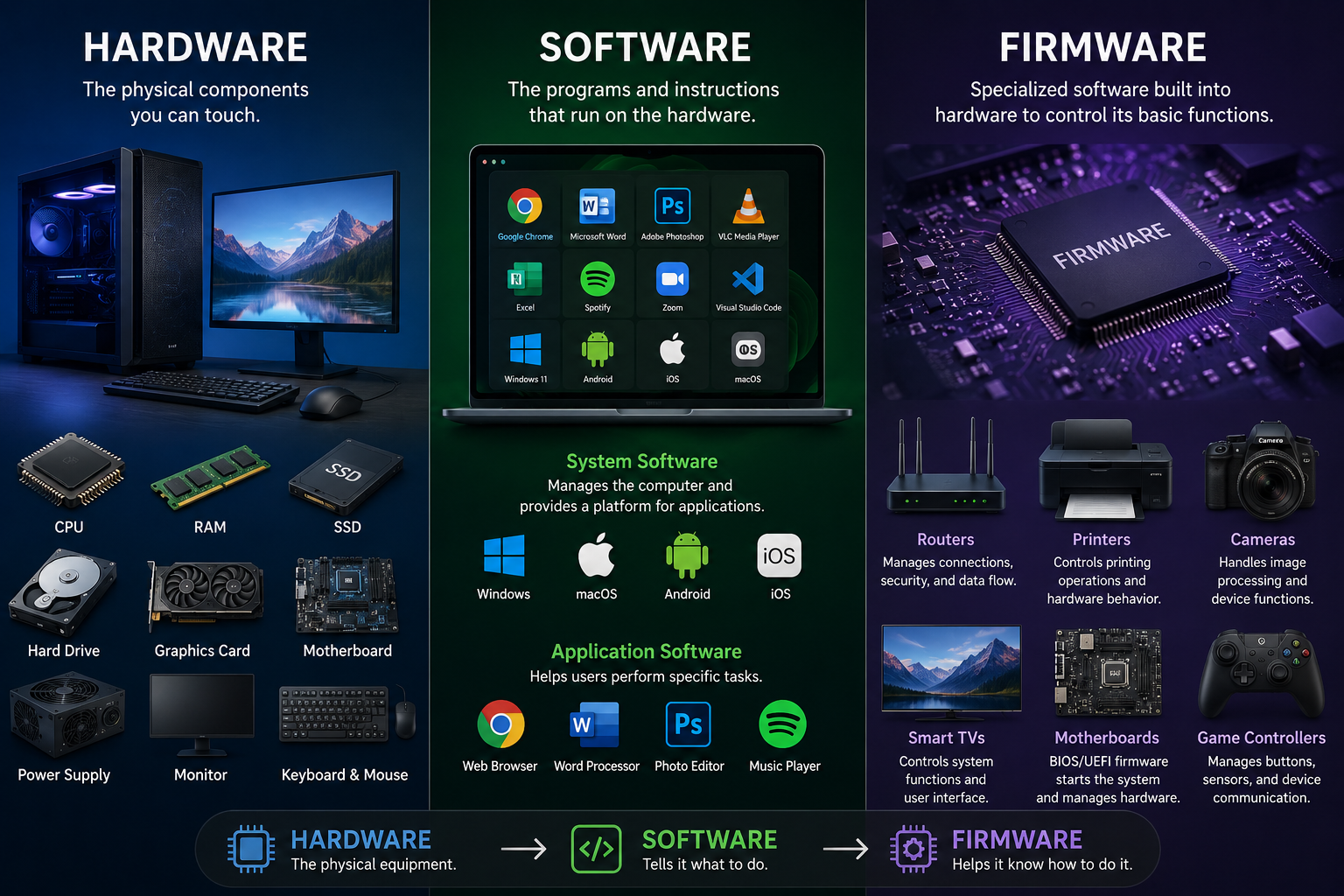 The Difference Between Hardware, Software, and Firmware