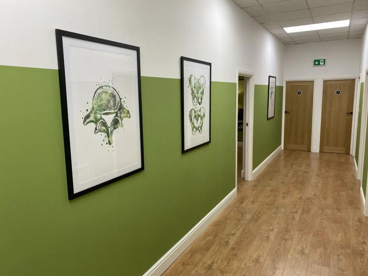 The corridor leading to the treatment rooms at the clinic