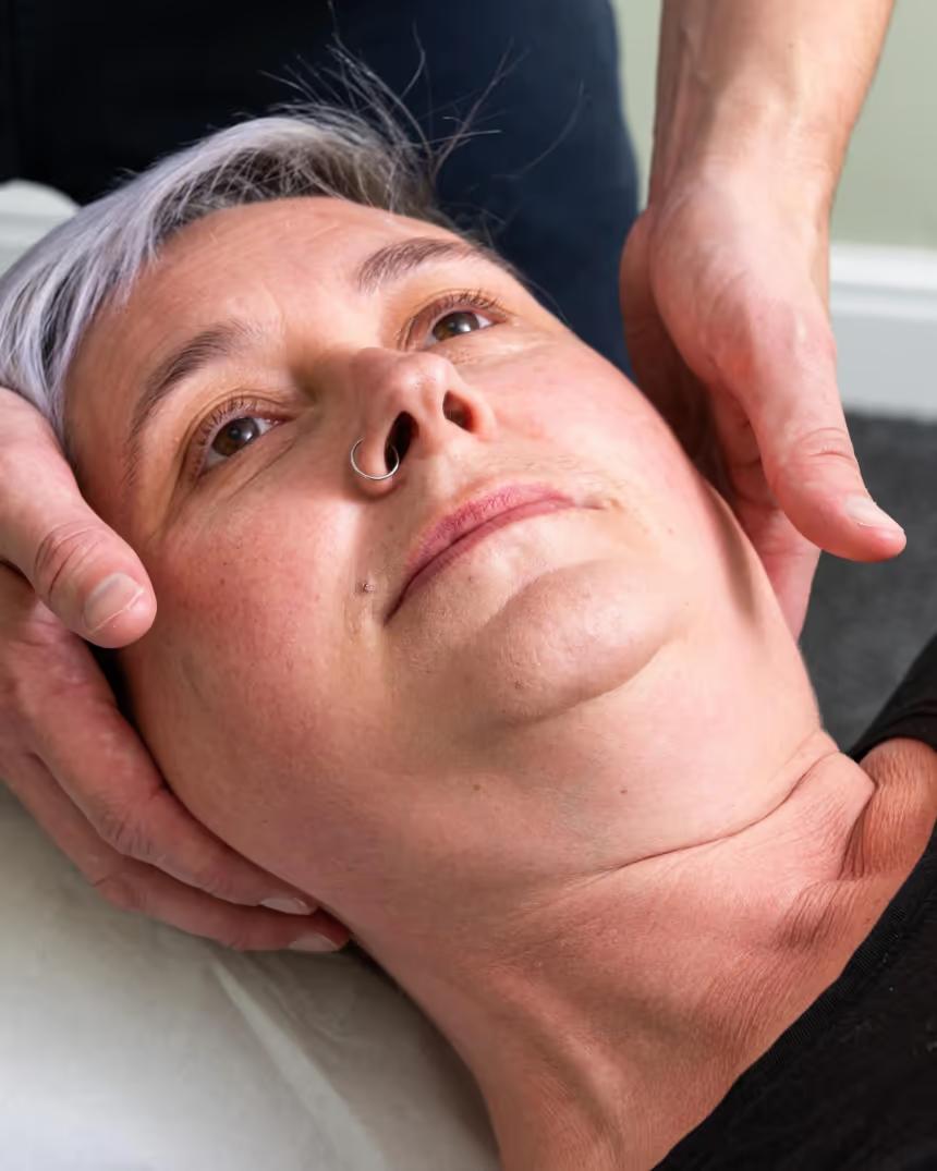 A chiropractor treating a patient’s neck