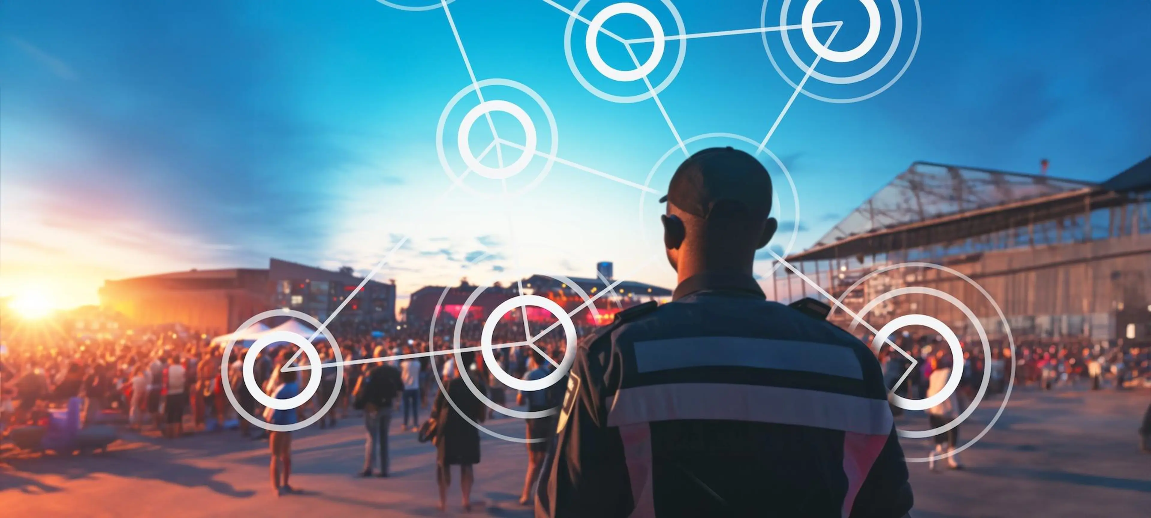A security person standing and watching crowd