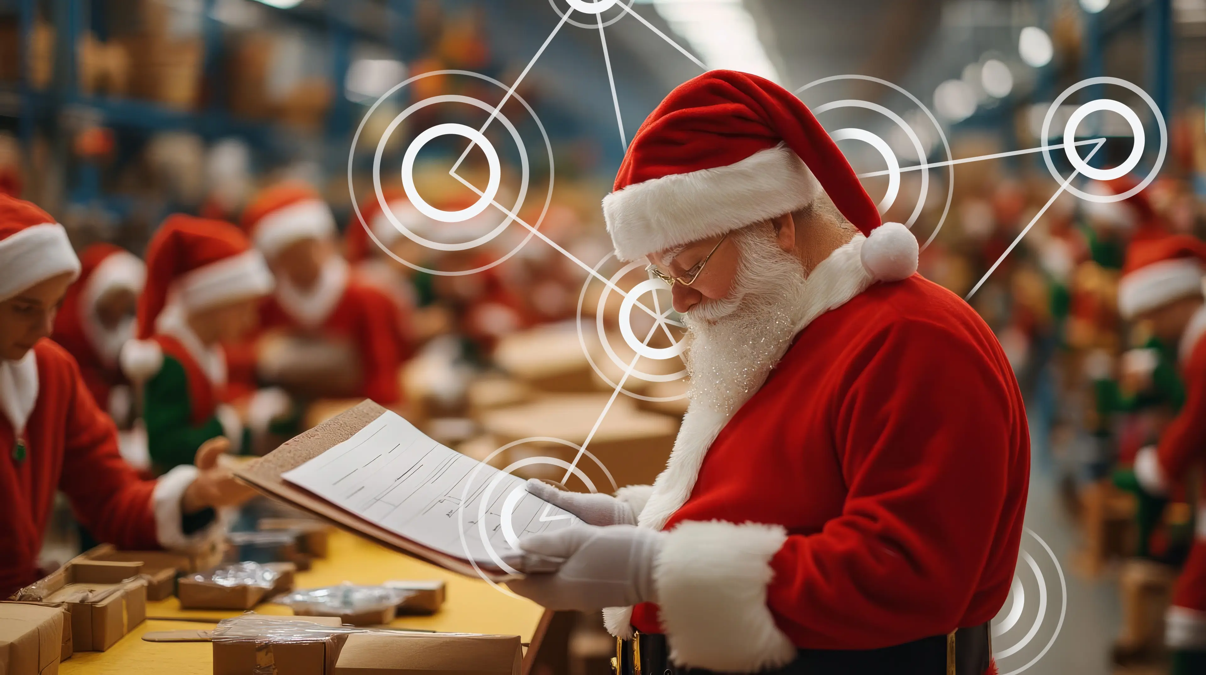 Santa looking at the name list