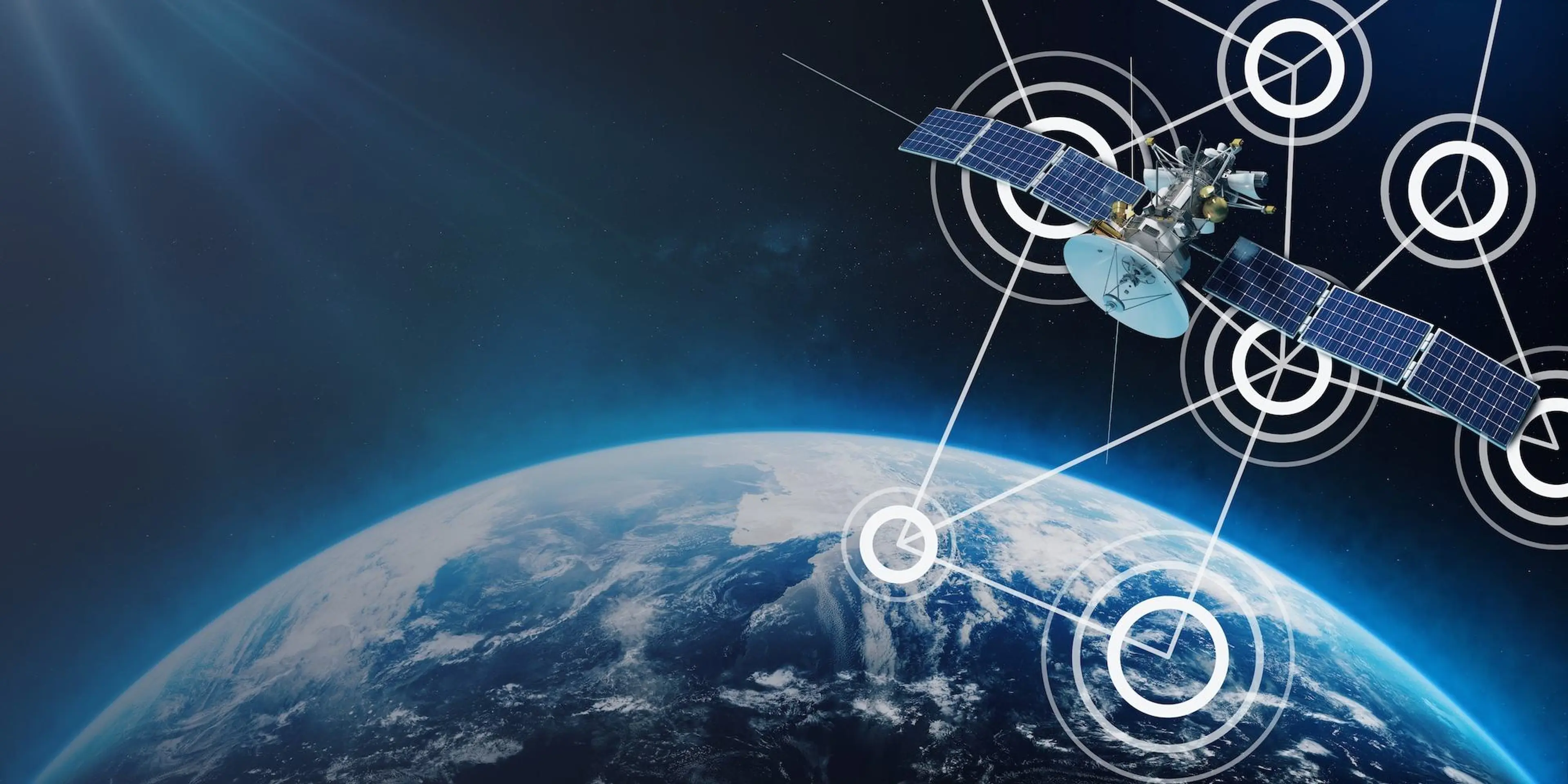 An image of satellite in the orbit of earth
