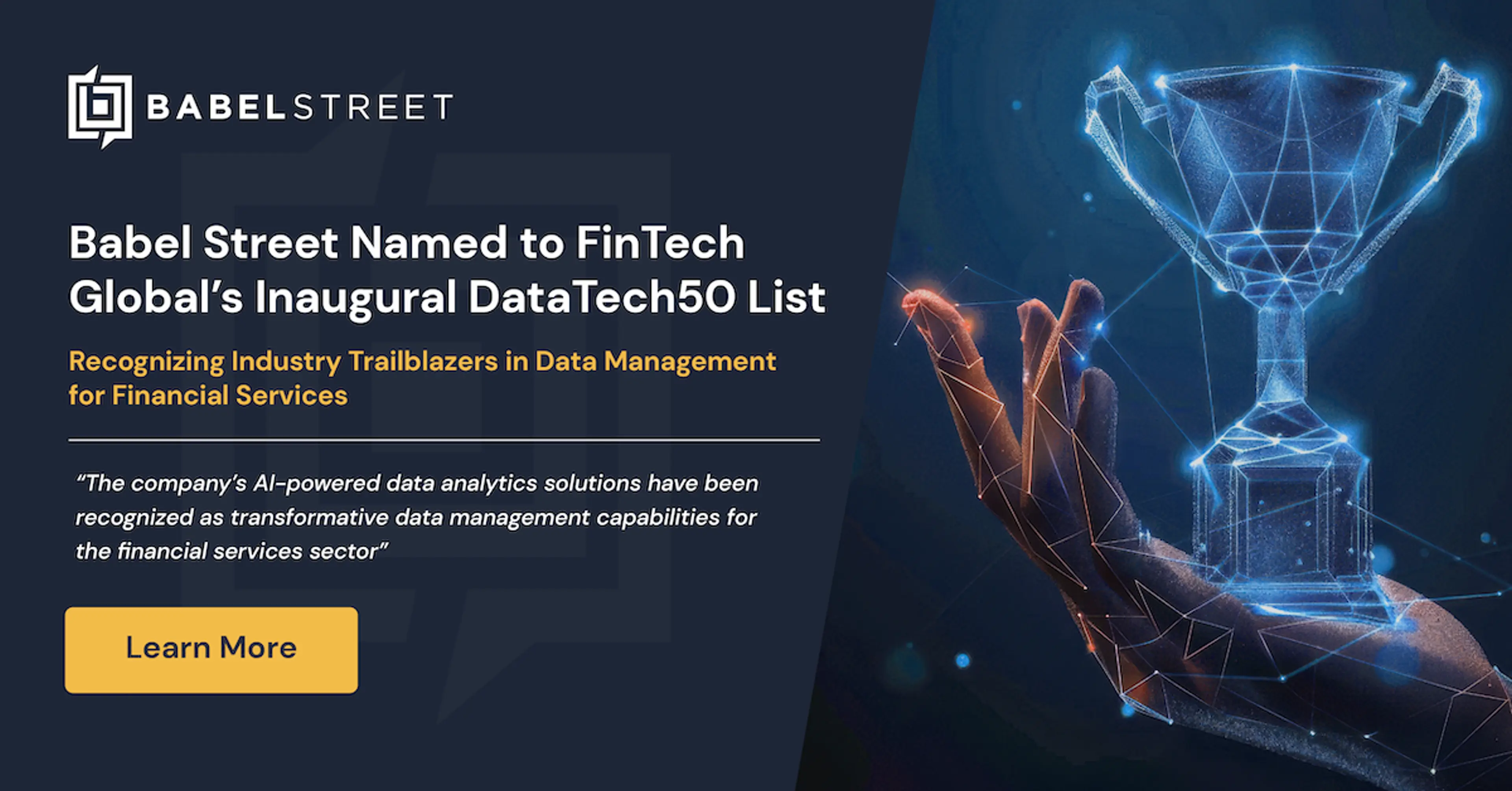 Babel Street Named to FinTech Global’s Inaugural DataTech50 List, Recognizing Industry Trailblazers in Data Management for Financial Services