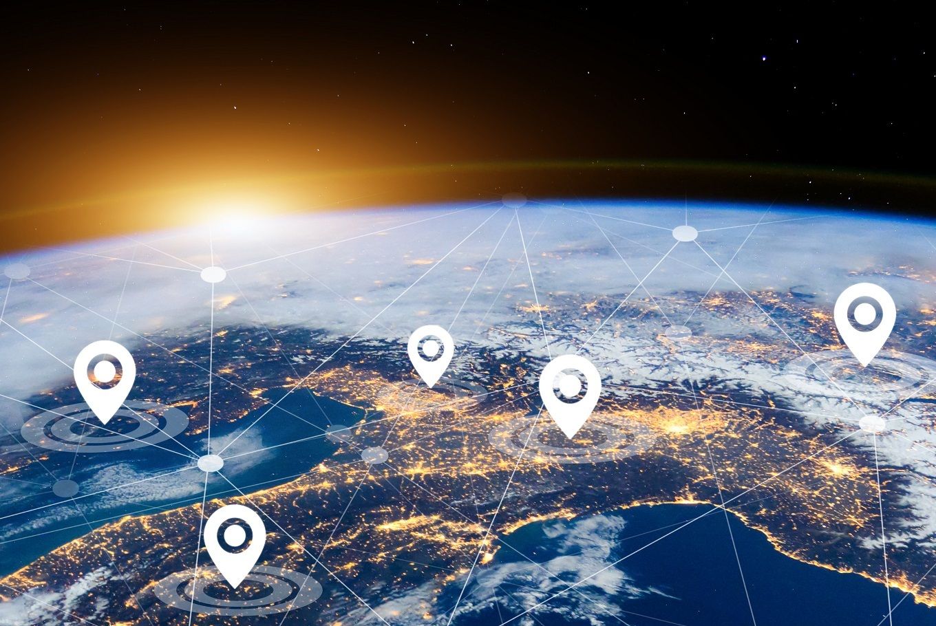 Small Part Of Earth Map with Geo-Location Pin Icon