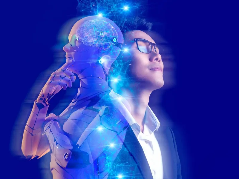 A picture depicting that human is think machine