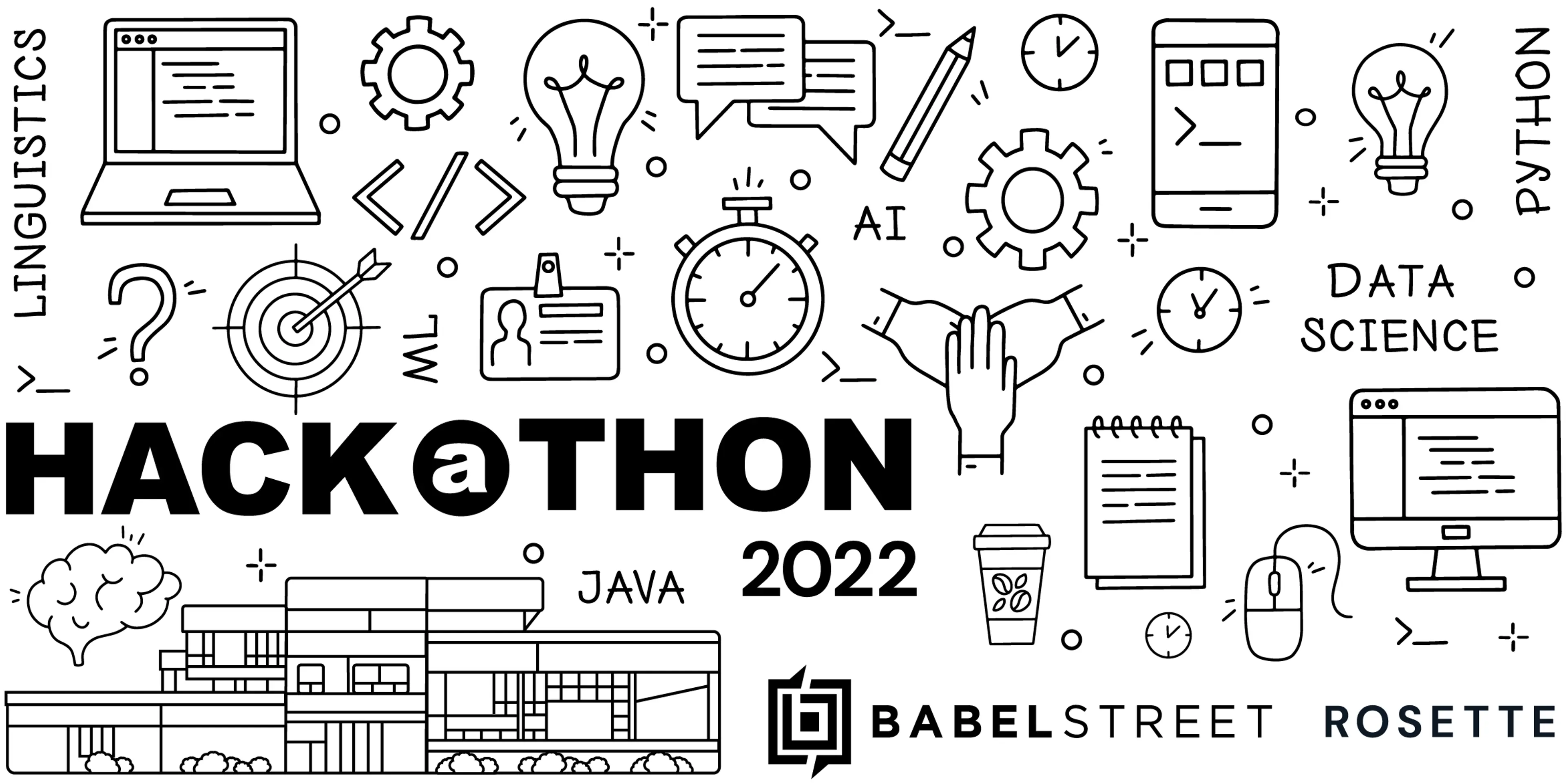 A Hackathon banner with multiple icons
