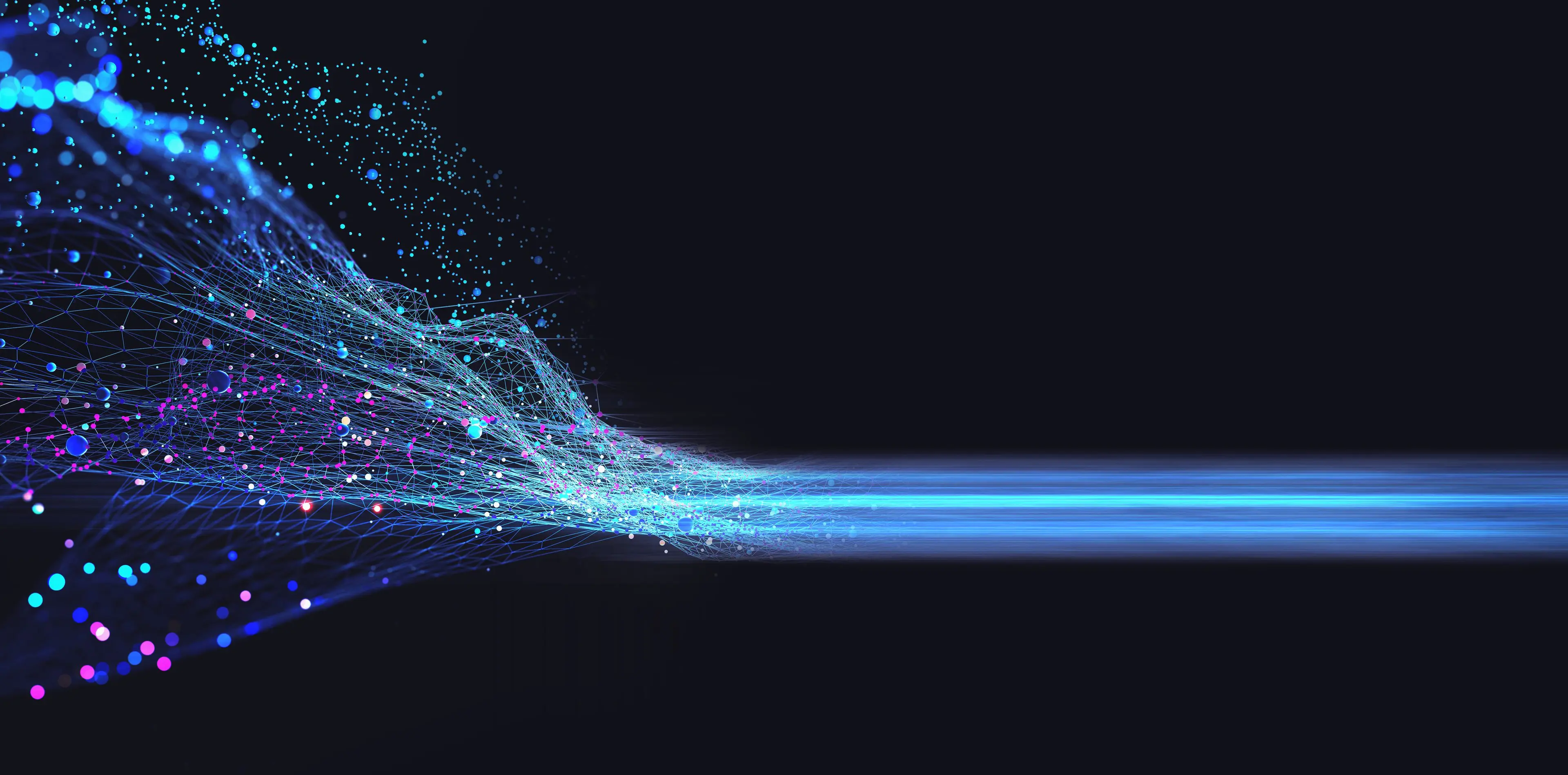 A blue ray of light passing through black background