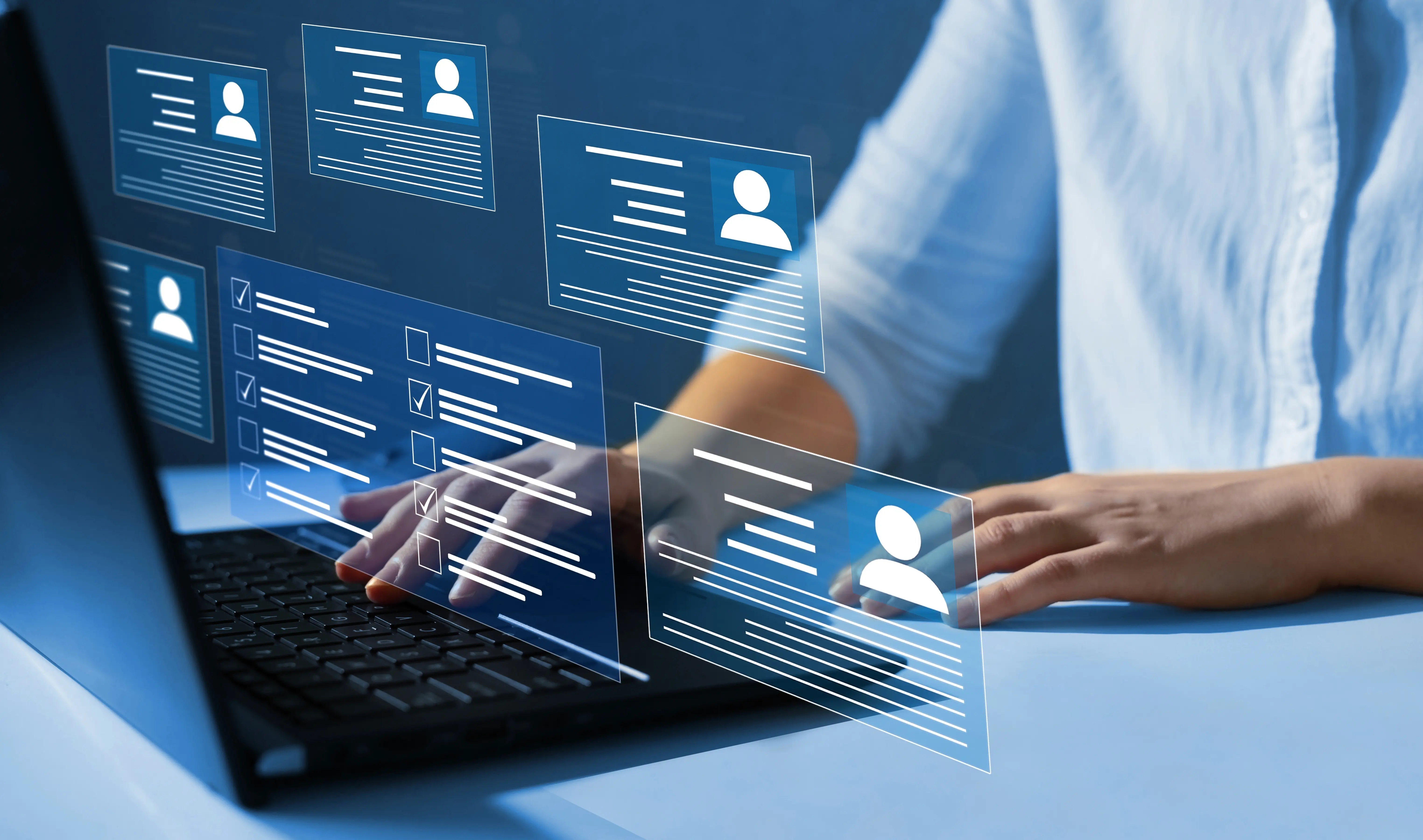 Image of laptop with depicting multiple screen