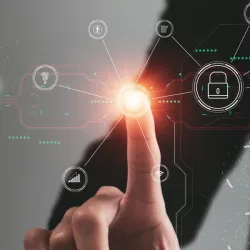 A Human Finger Touching a digital Icon on Screen