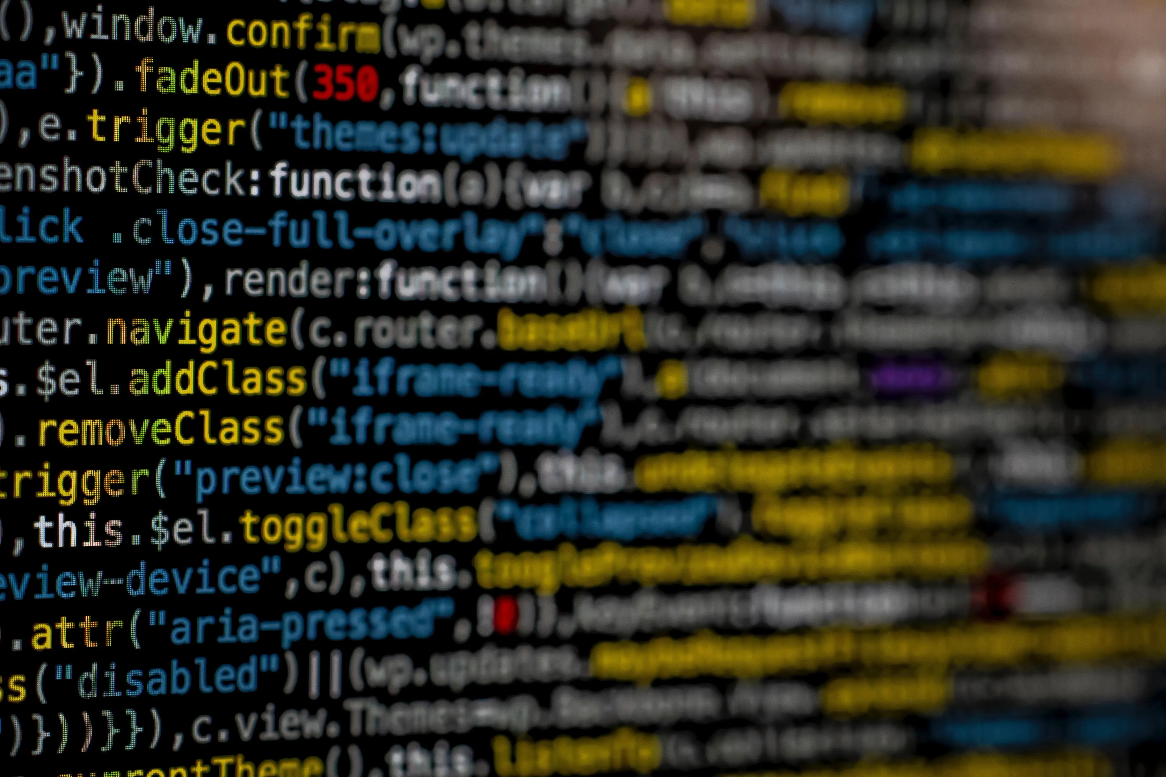 A screenshot of coding but half blurred