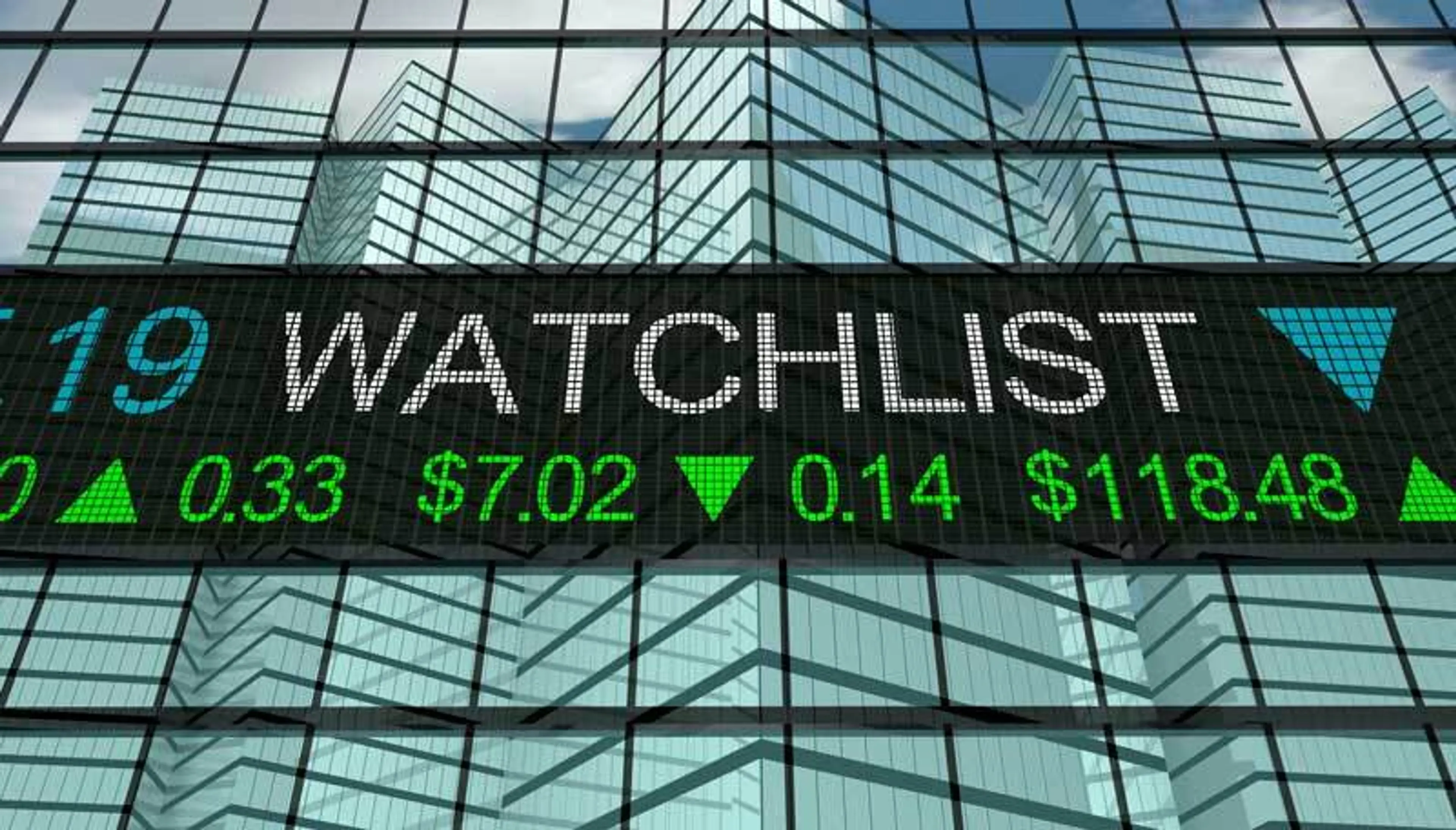 Image showing stock display board with watchlist information