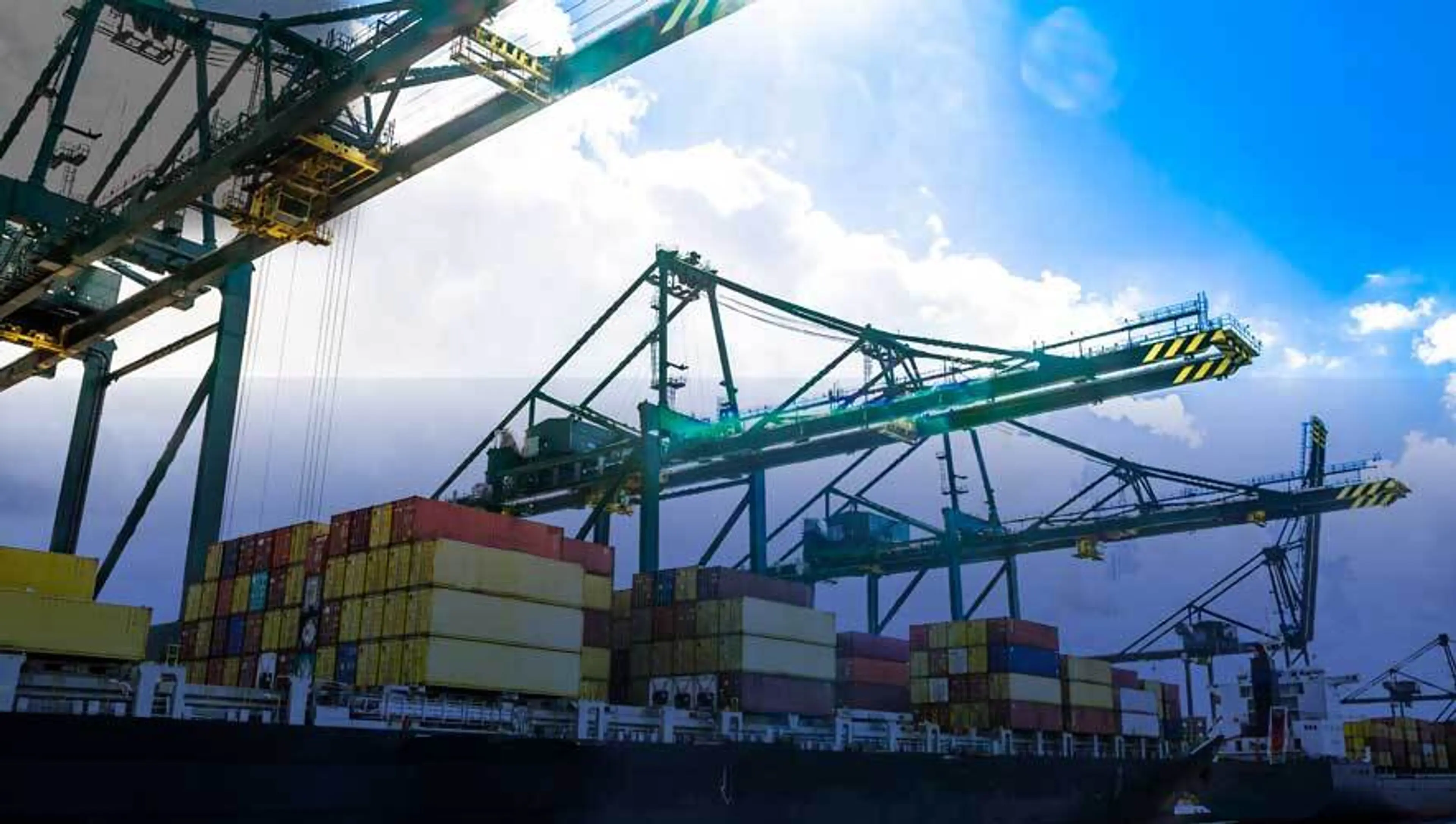 Harbor with cranes and shipping containers