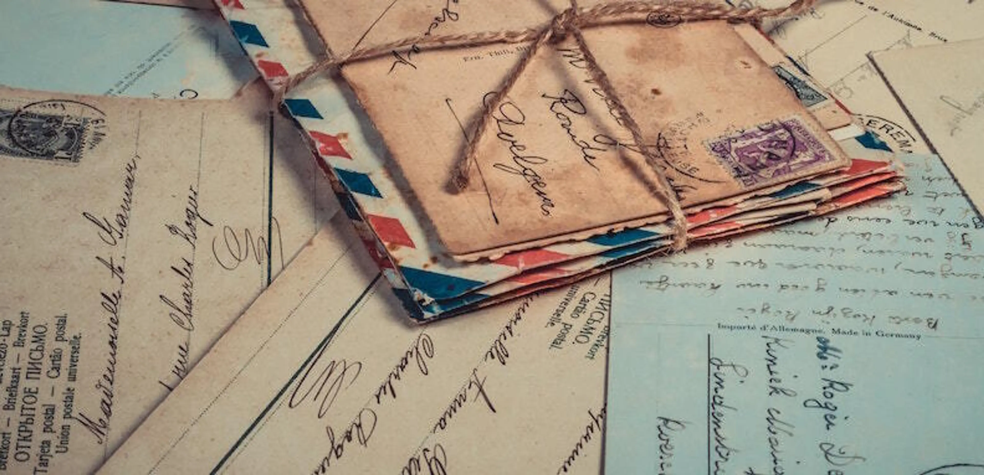 An image showing bundle of old postal mails