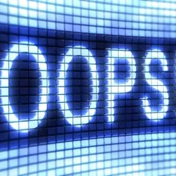 A large OOPS written on big screen