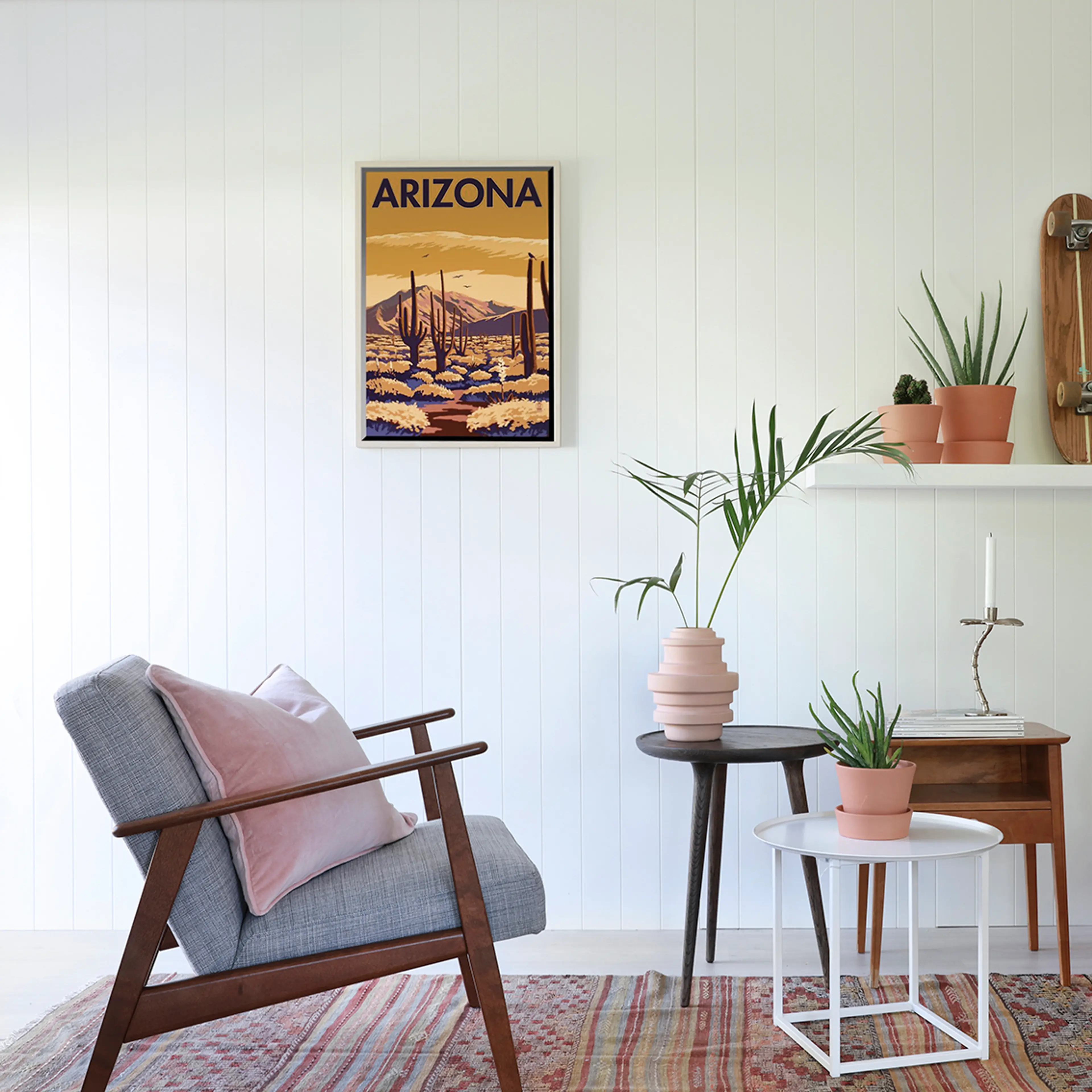 Hvite veggplater i stue