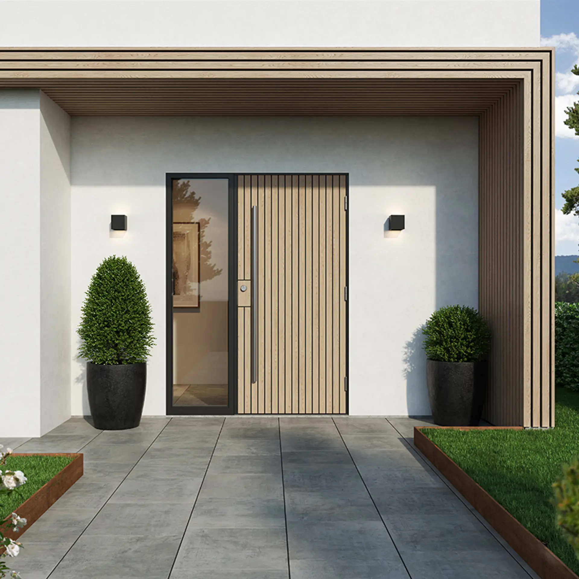 Ytterdør med eikespiler