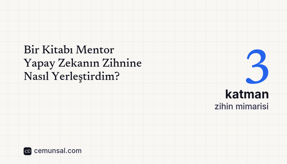 Bir kitabı mentor yapay zekanın zihnine yerleştirmek — üç katmanlı mimari. Muhafız Mentor serisi 2. yazı kapağı.