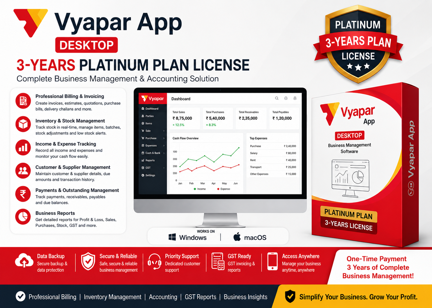 Vyapar App Desktop Platinum Plan License