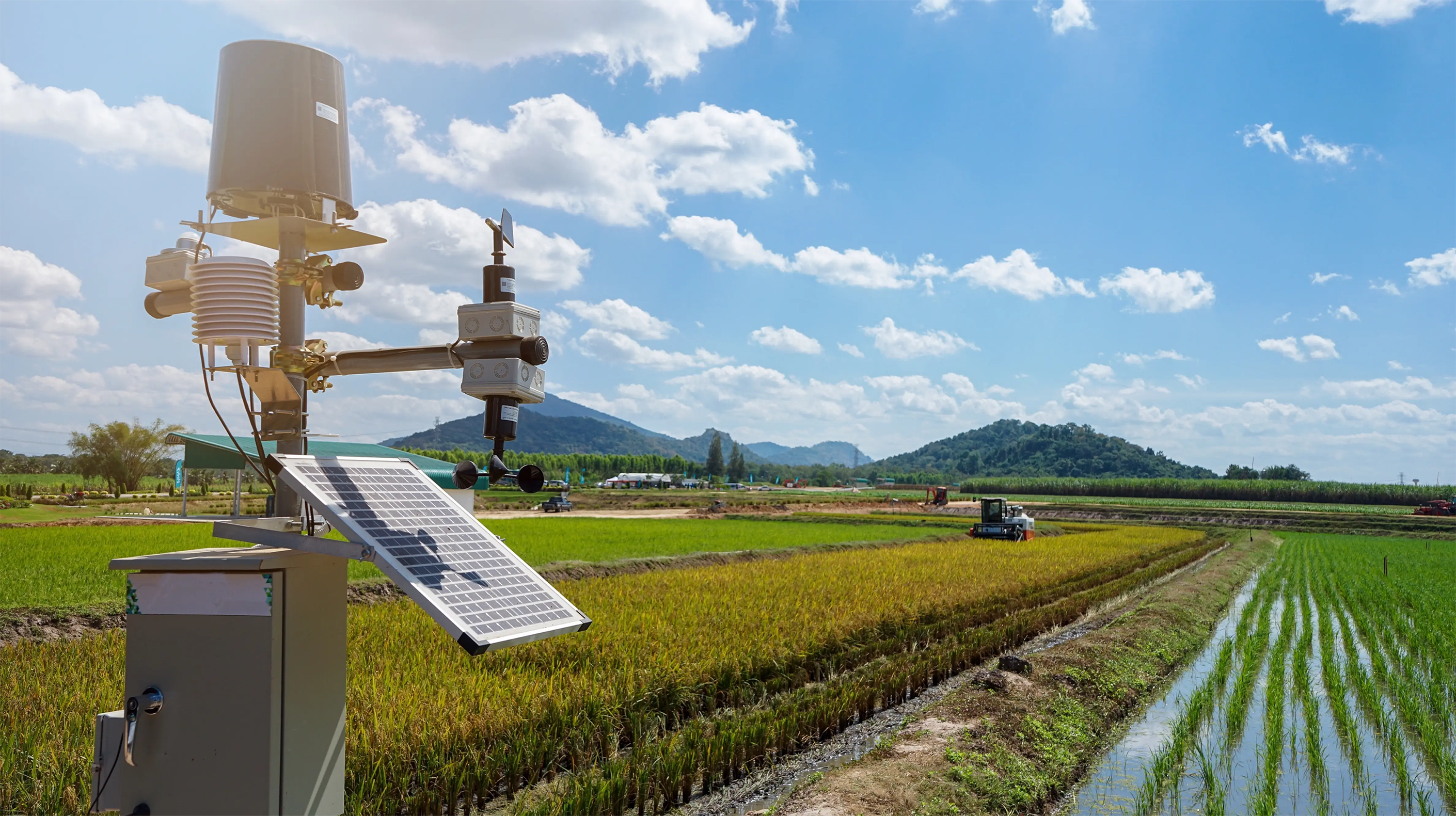 5G outdoor access point set up on a farmland.