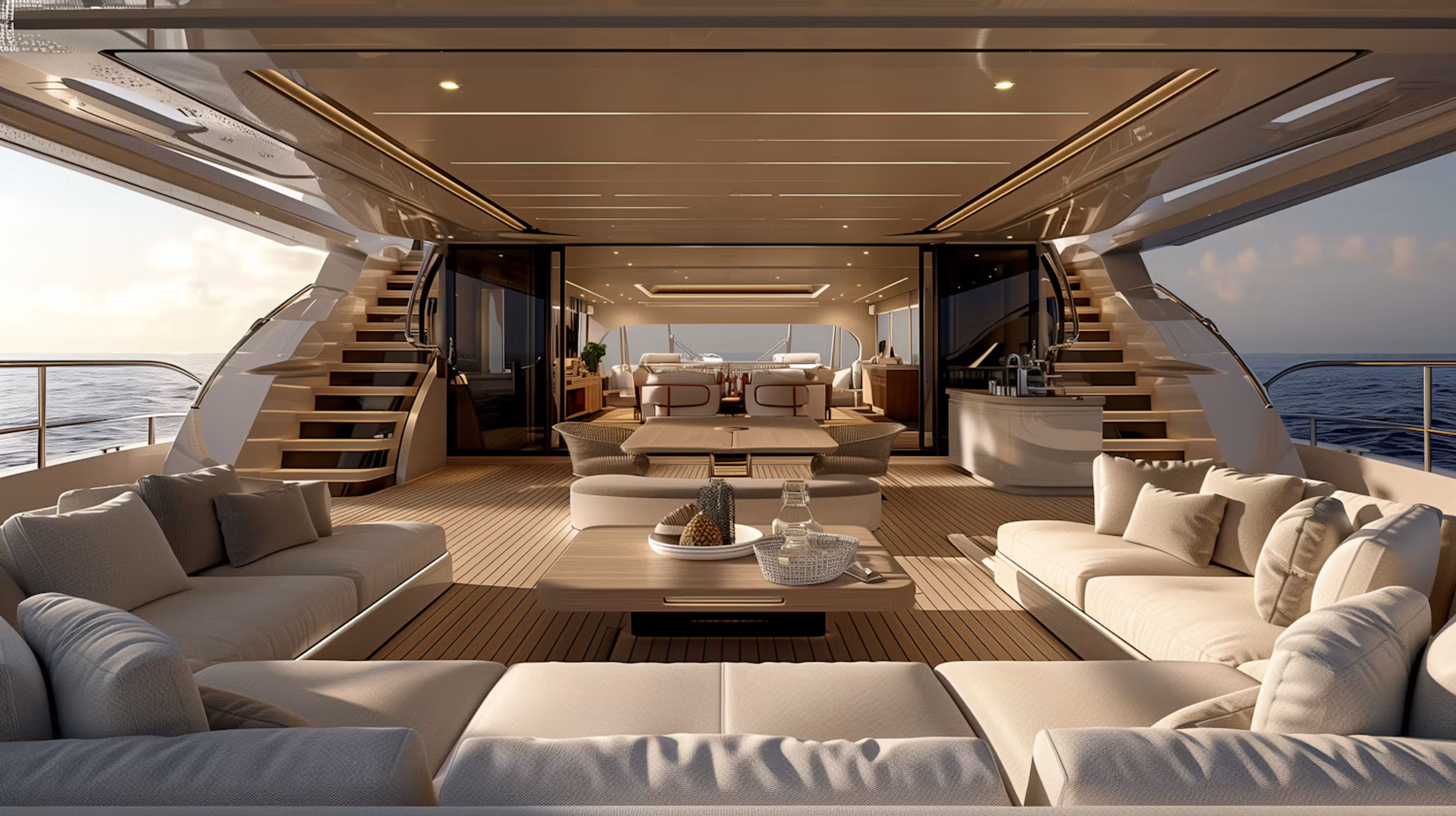 Guests relaxing in a yacht's salon