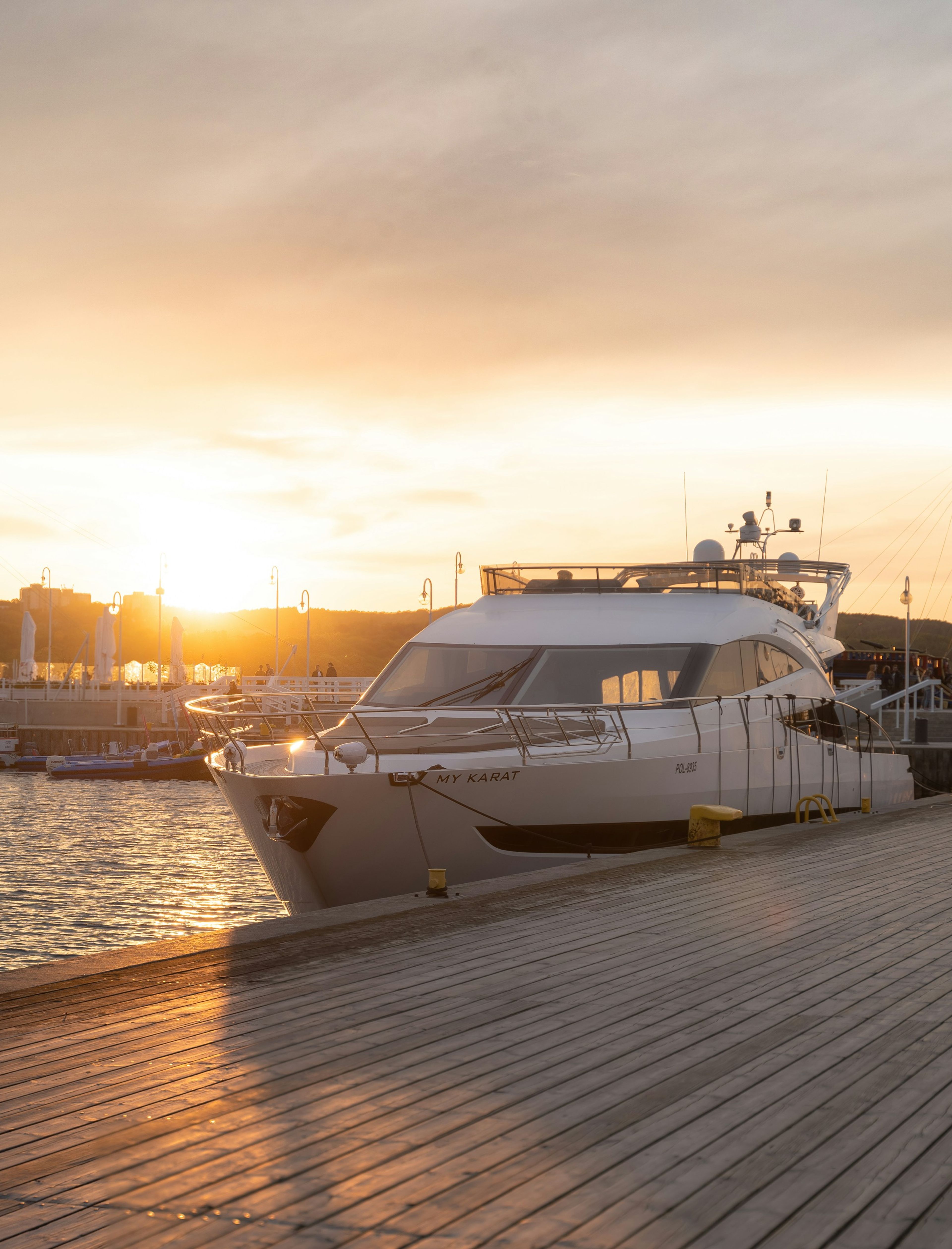 A yacht at sunset
