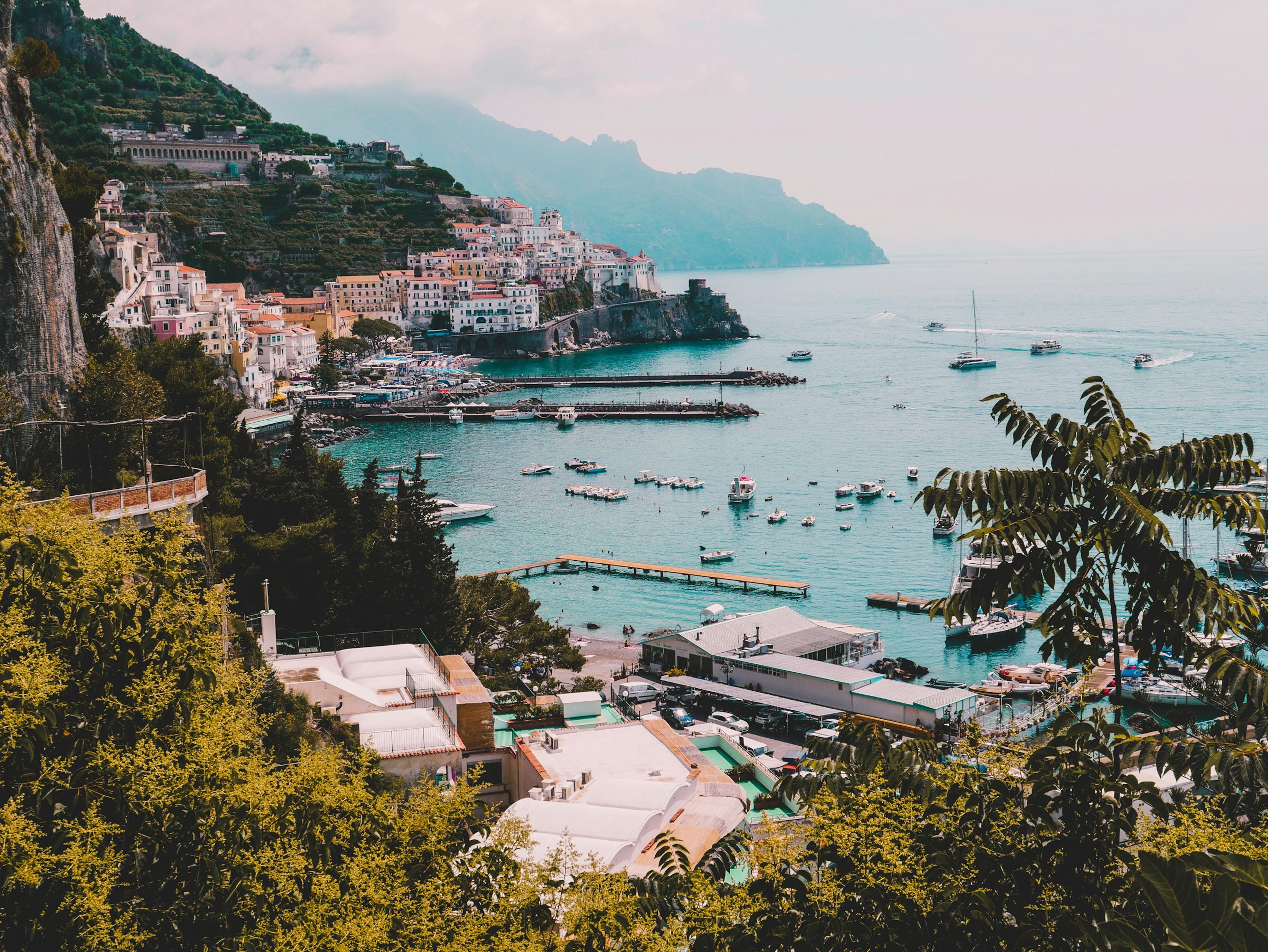 Village houses rising above the sea