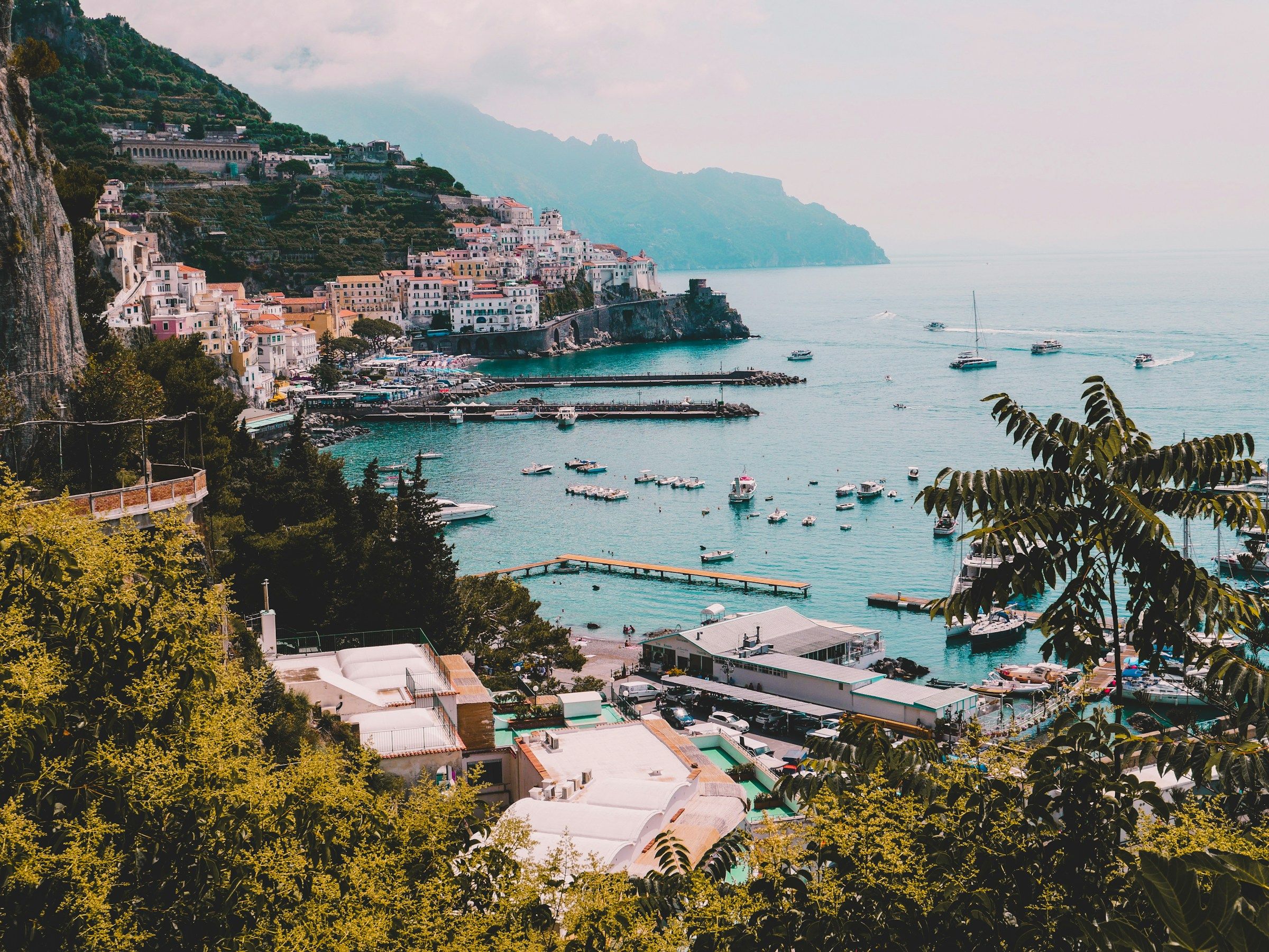 Village houses rising above the sea