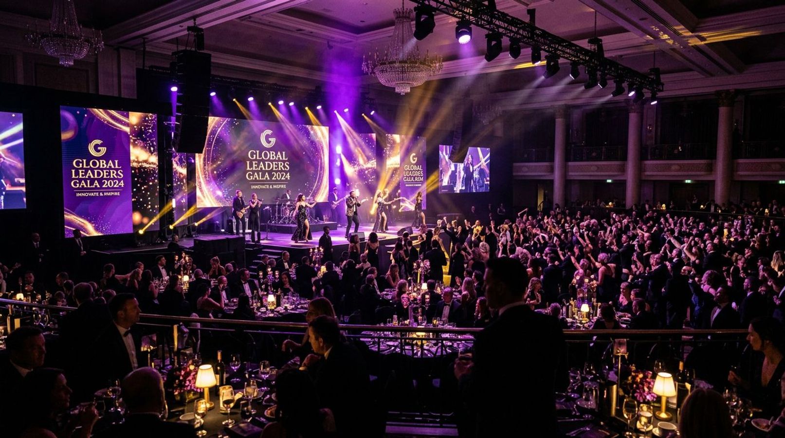 Guests enjoying diverse interactive entertainment options at a premium corporate event