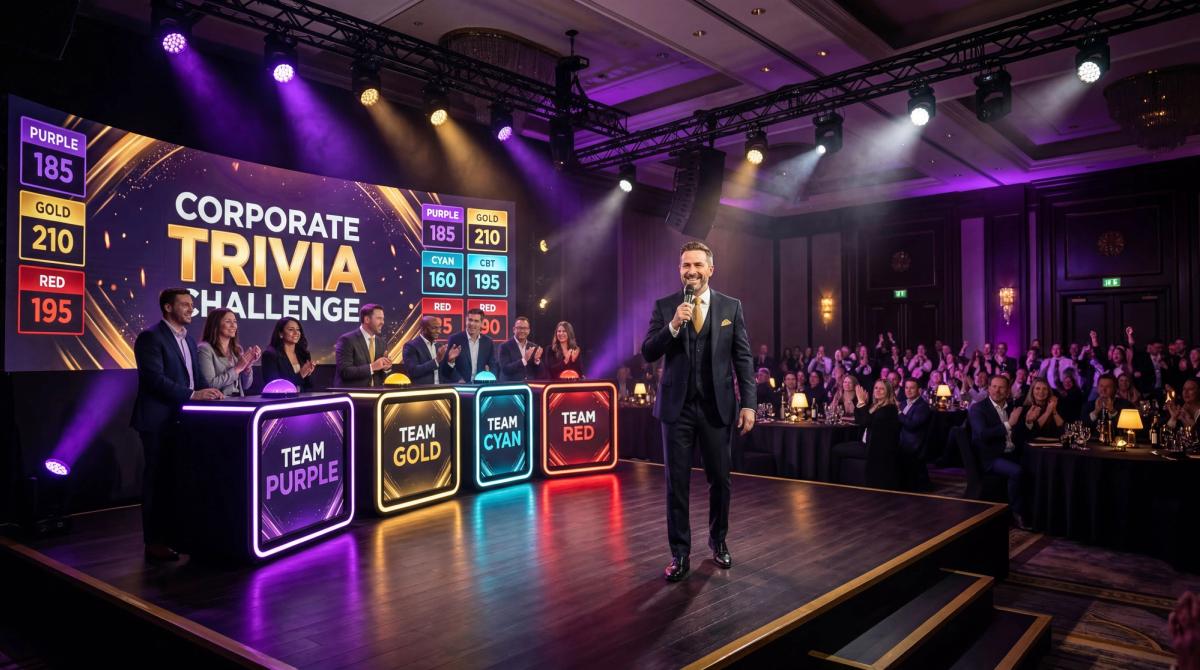 Guest photo transforming into an AI-generated trading card at a corporate event photo booth