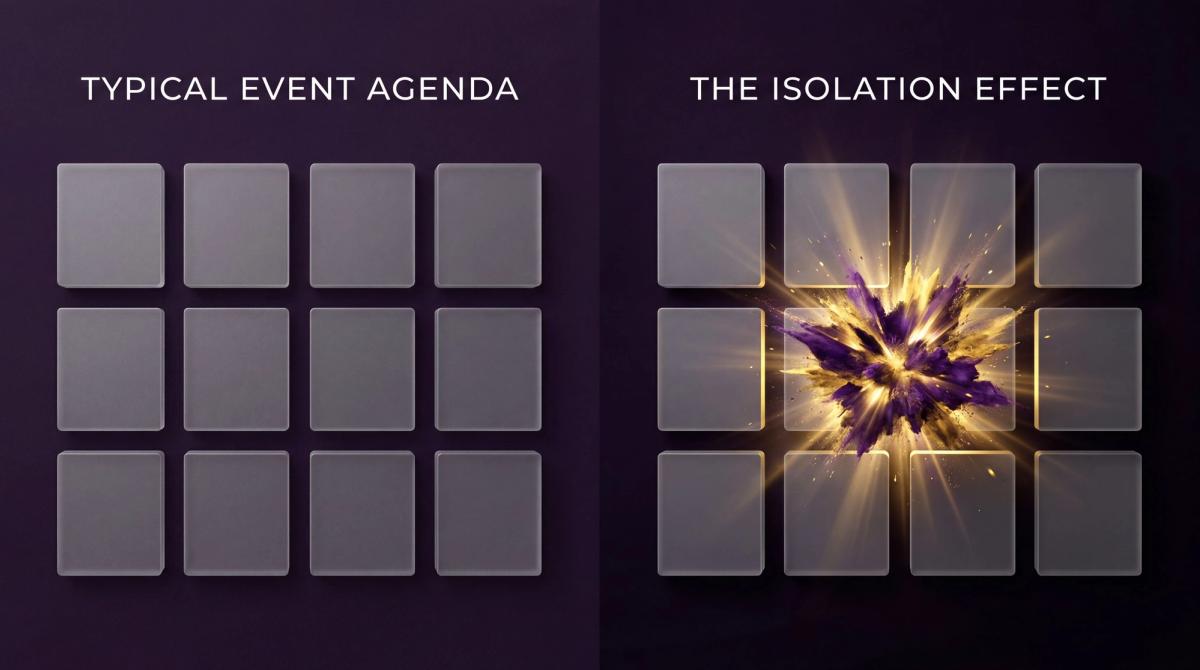 Neural pathway illustration showing thin fading facts pathway versus thick glowing emotional experiences pathway converging on the brain